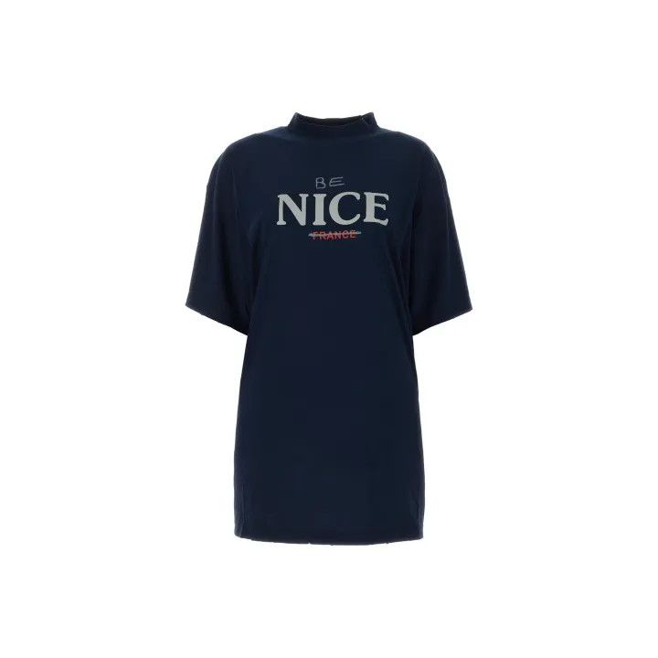 Balenciaga Balenciaga Blue Letter Print Short Sleeve T-Shirt 0079 Size S / US 4 / IT 40 - 1 Thumbnail