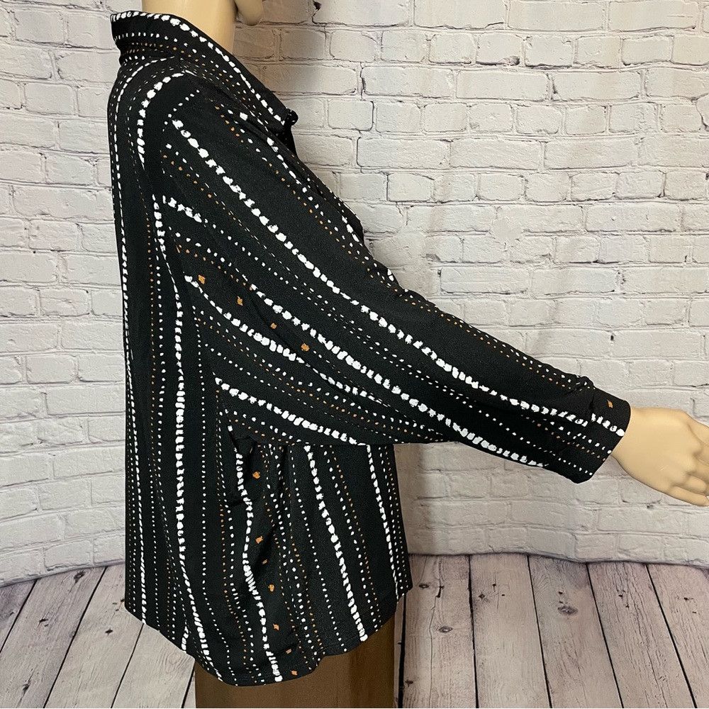 Other NWT New Adrienne Vittadini Black Stripe Shirt 3/4 Sleeve Bu Size XL / US 12-14 / IT 48-50 - 2 Thumbnail