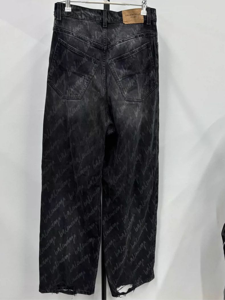Balenciaga Balenciaga Gray Printed Denim Pants Size XS-2505 Size US 26 / EU 42 - 2 Thumbnail