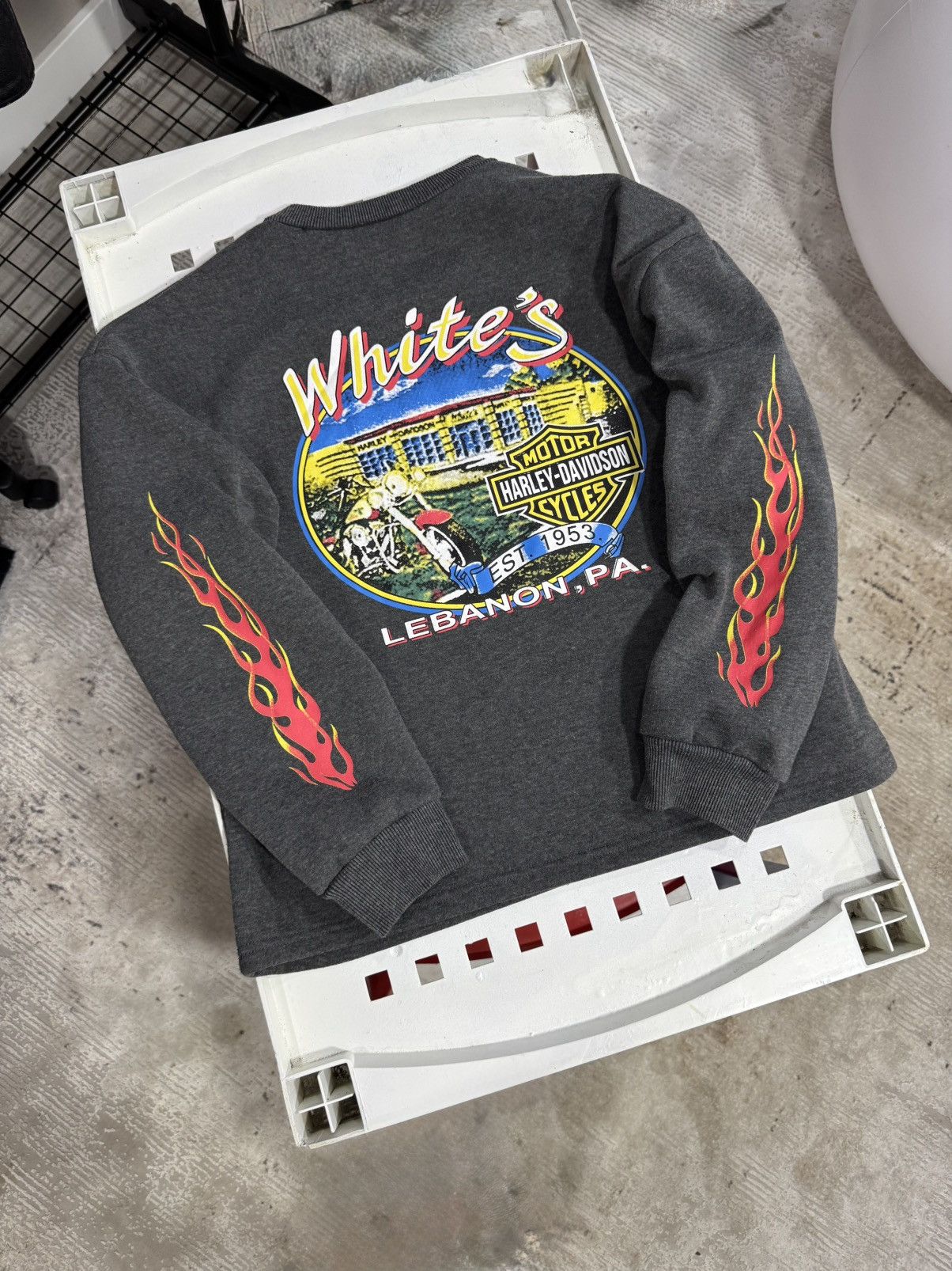 Vintage Harley Davidson Flame Big Logo Hoodie Fire Sleeves