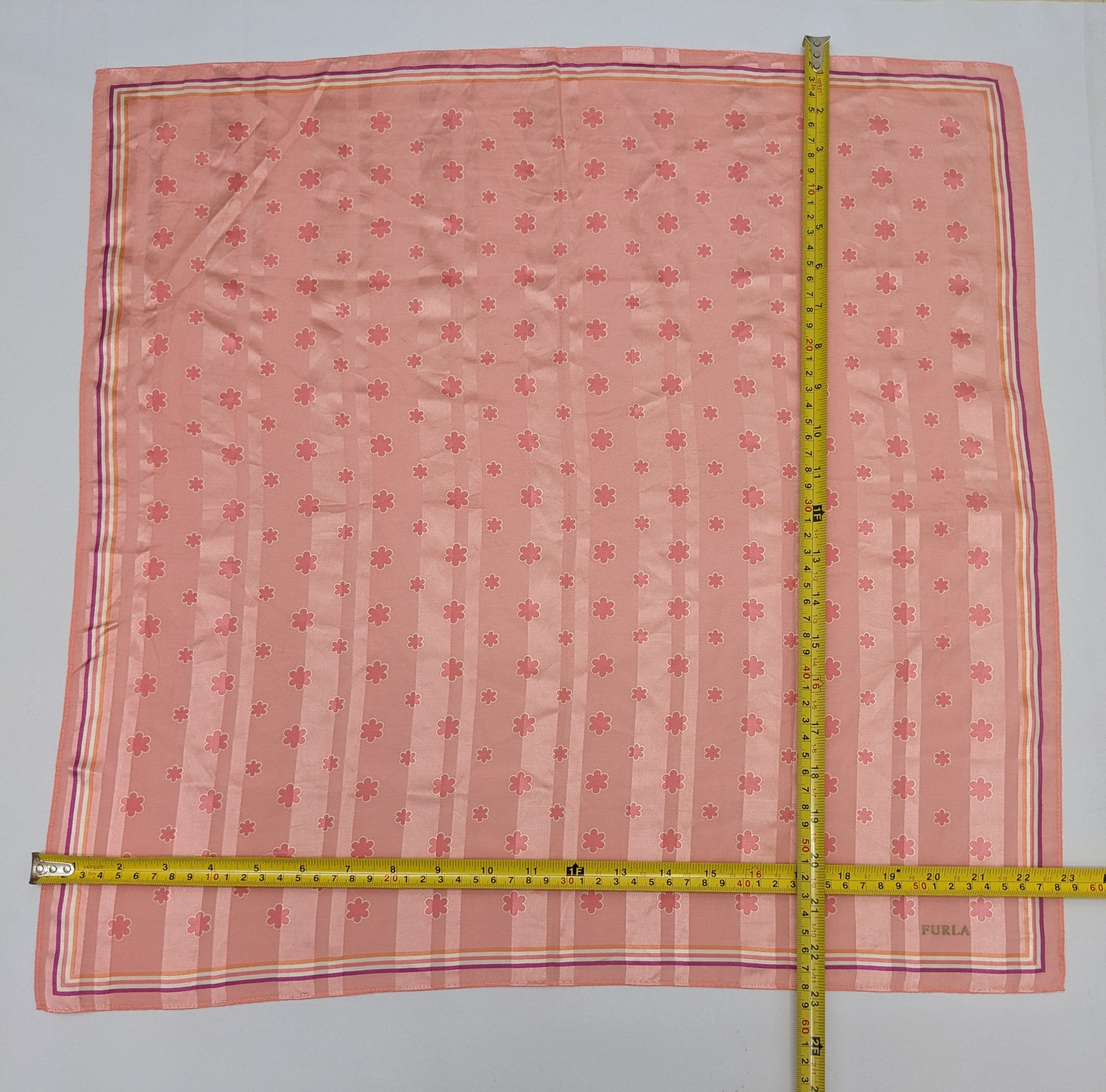 Furla Furla Italy Pink & Orange Striped Handkerchief Size ONE SIZE - 4 Thumbnail