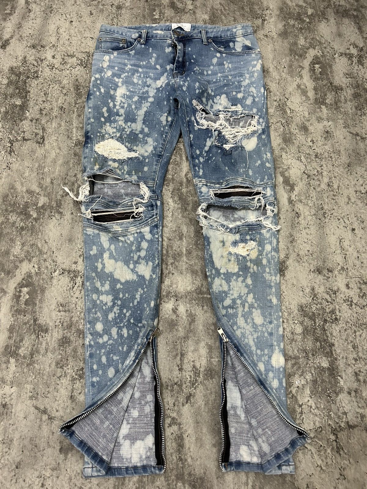 Japanese Brand Halo Tokyo Japan Acid Wash Distressed Jeans Size US 33 - 3 Thumbnail