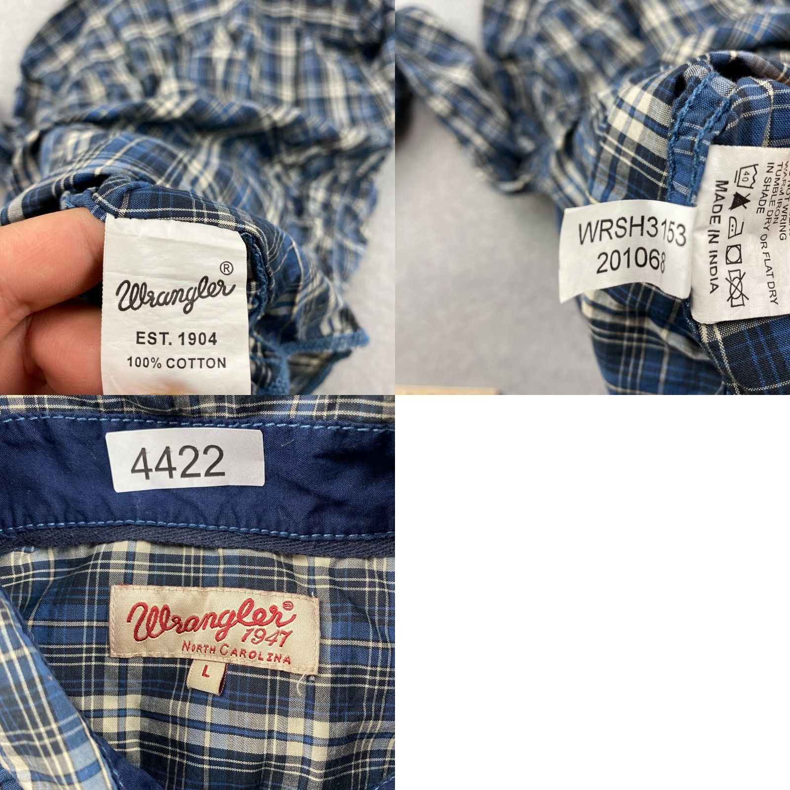 Wrangler VINTAGE Wrangler 1947 NC Button Up Shirt Mens Large Plaid Long Sleeve Western Cowboy User Size US L / EU 52-54 / 3 - 9 Thumbnail