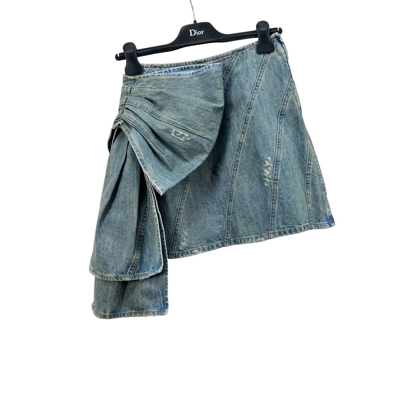 Miu Miu Miu Miu Bow Detail Distressed Denim Mini Skirt IT 38 Size 26" / US 2 / IT 38 - 1 Thumbnail