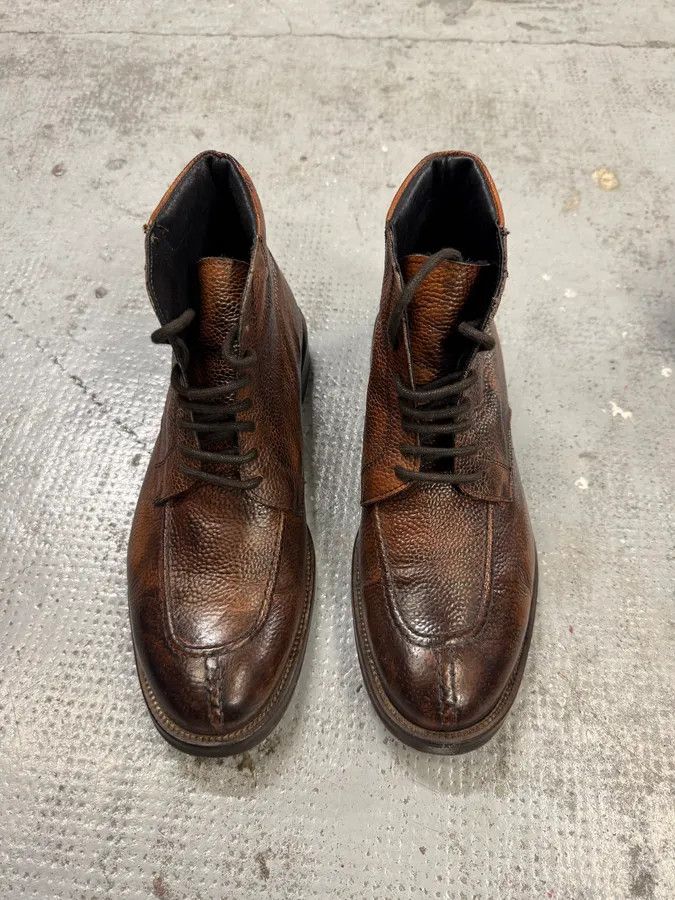 Daniele Alessandrini 2000s Daniele Alessandrini Brown Grain Leather Boots Size US 9 / EU 42 - 2 Thumbnail