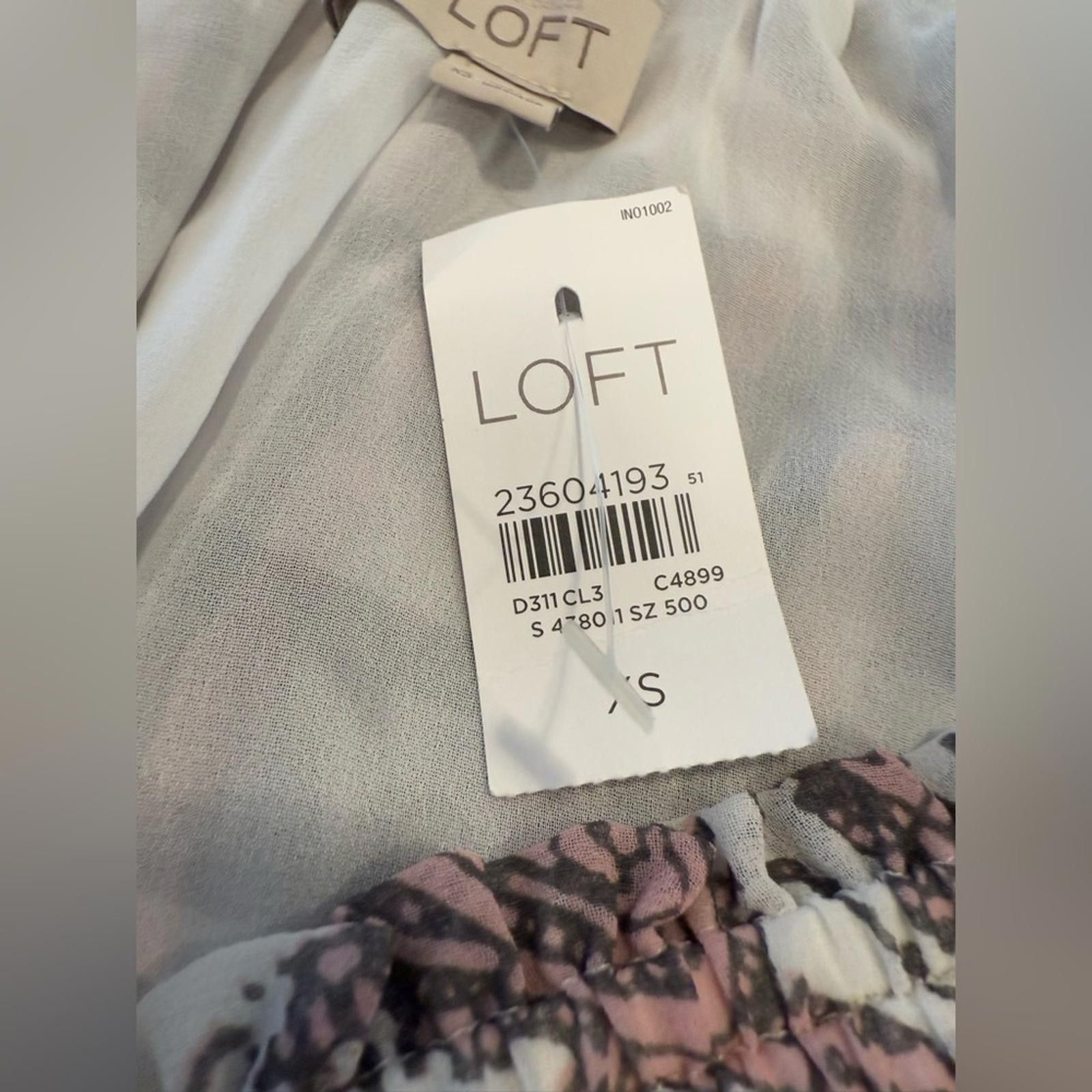 Other Loft pink gray white paisley plaid ruffled top SZ XS Size XS / US 0-2 / IT 36-38 - 7 Thumbnail