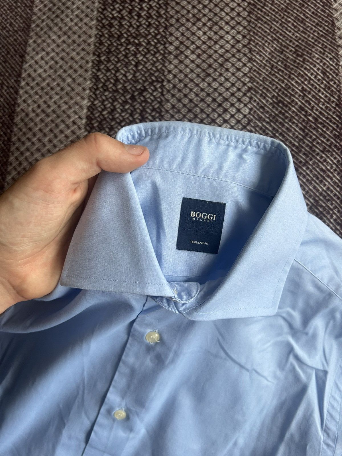 Boggi Boggi Milano Regular Fit Mens Blue Shirt Solid Style Size M Size US M / EU 48-50 / 2 - 7 Thumbnail