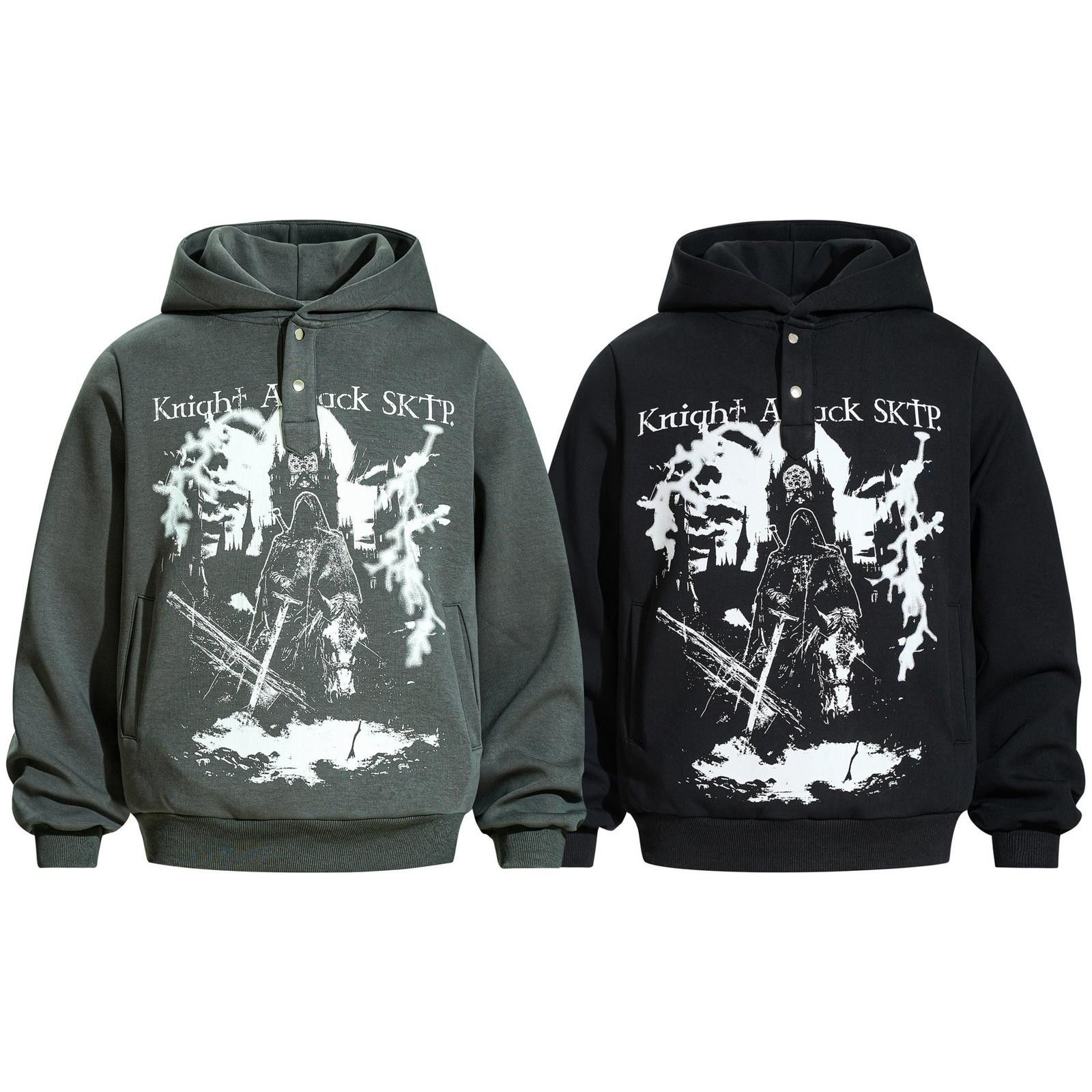 Japanese Brand Gray Graphic Hoodie, Casual Men's Streetwear Hoodie Size US M / EU 48-50 / 2 - 5 Thumbnail