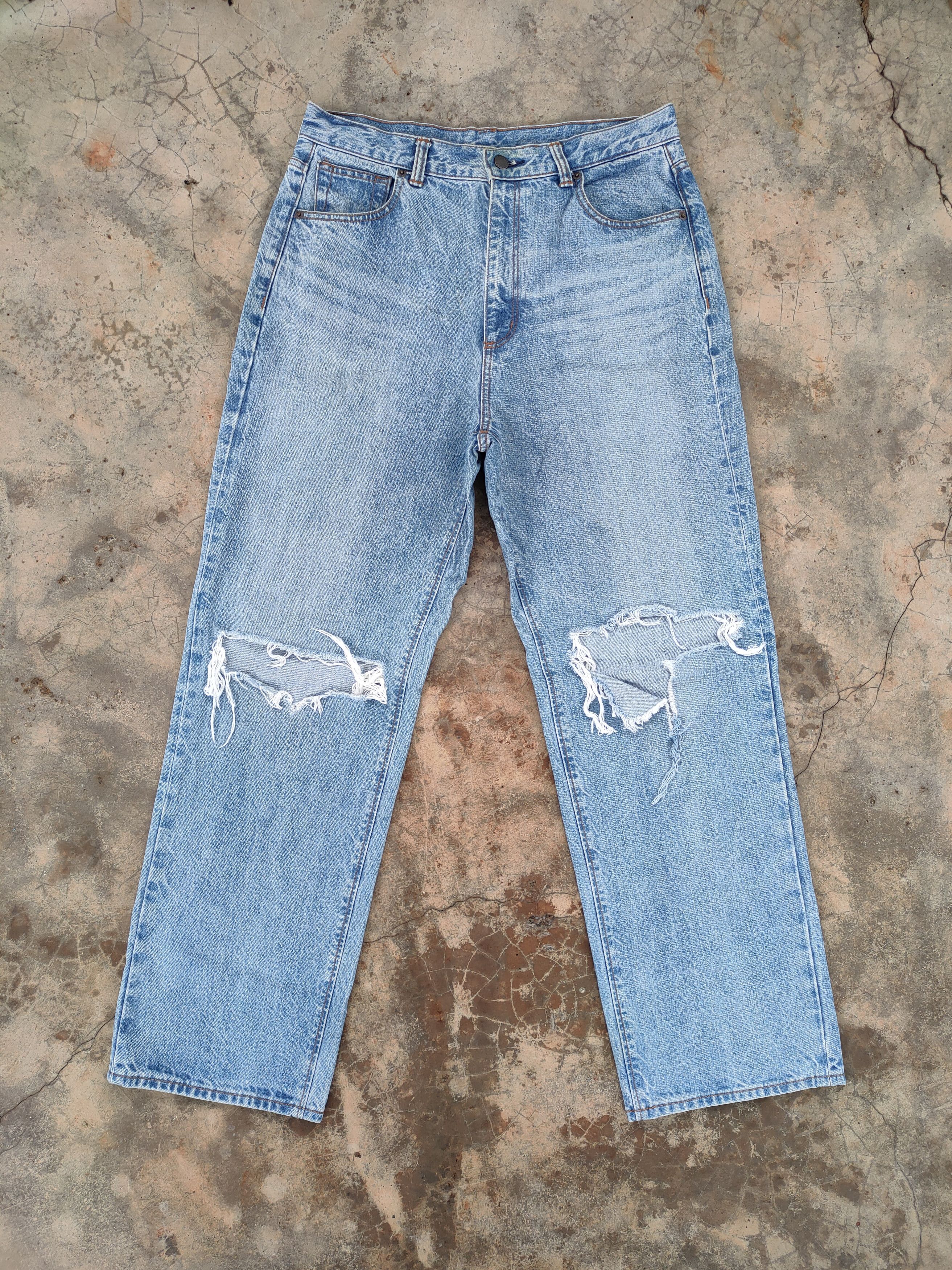 GU × Jean VINTAGE GU FADED DISTRESSED JEANS DENIM PANTS Size US 33 - 1 Thumbnail