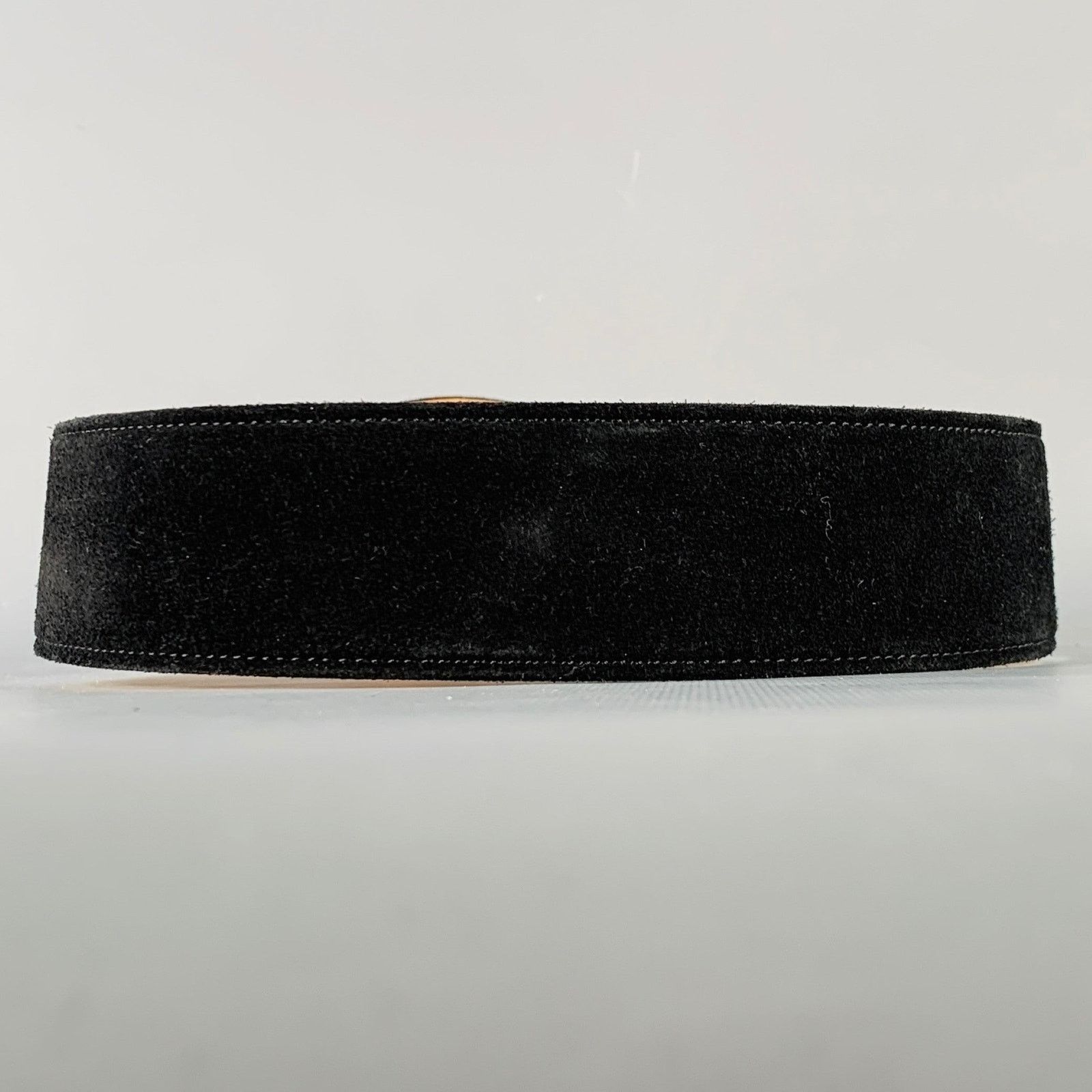 Giorgio Armani GIORGIO ARMANI Black Suede Covered Buckle Belt Size ONE SIZE - 3 Thumbnail