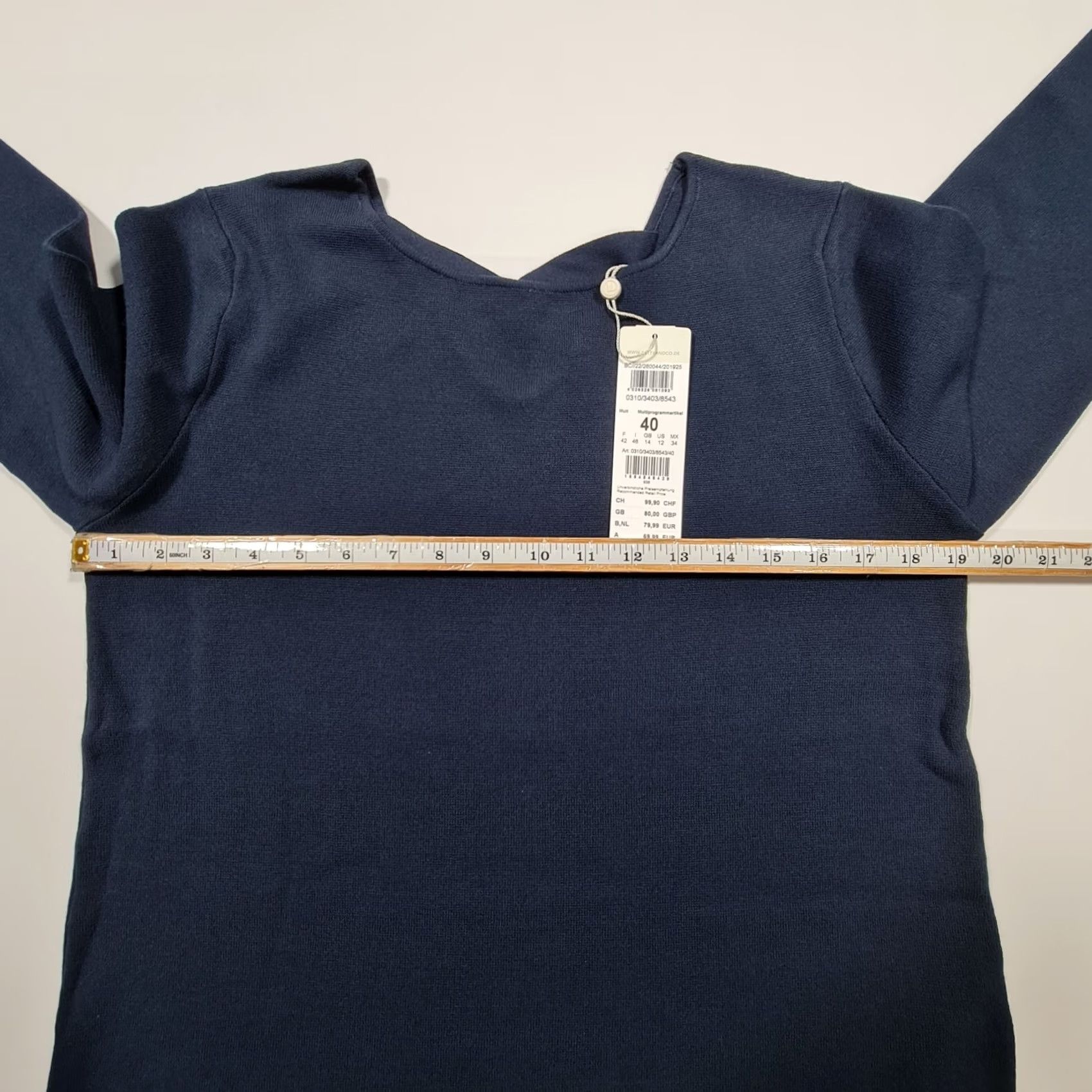 CO Betty & Co Jumper Womens Round Neck Long Sleeve Navy Blue 14 UK Regular Stretch Knit Pullover Top Size XL / US 12-14 / IT 48-50 - 6 Thumbnail