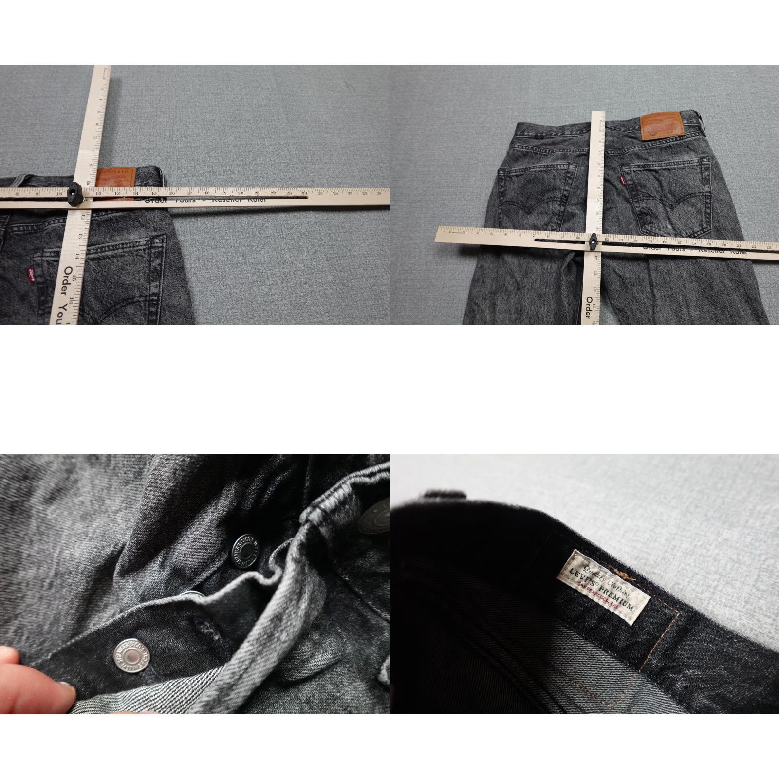 Levi's Levi's 501 Jeans Men 31x32 Distressed Button Fly Denim Straight Gray Washed Black/Gray 501 Original Fit Mens Distressed Jeans 31 32 Size US 31 - 8 Thumbnail