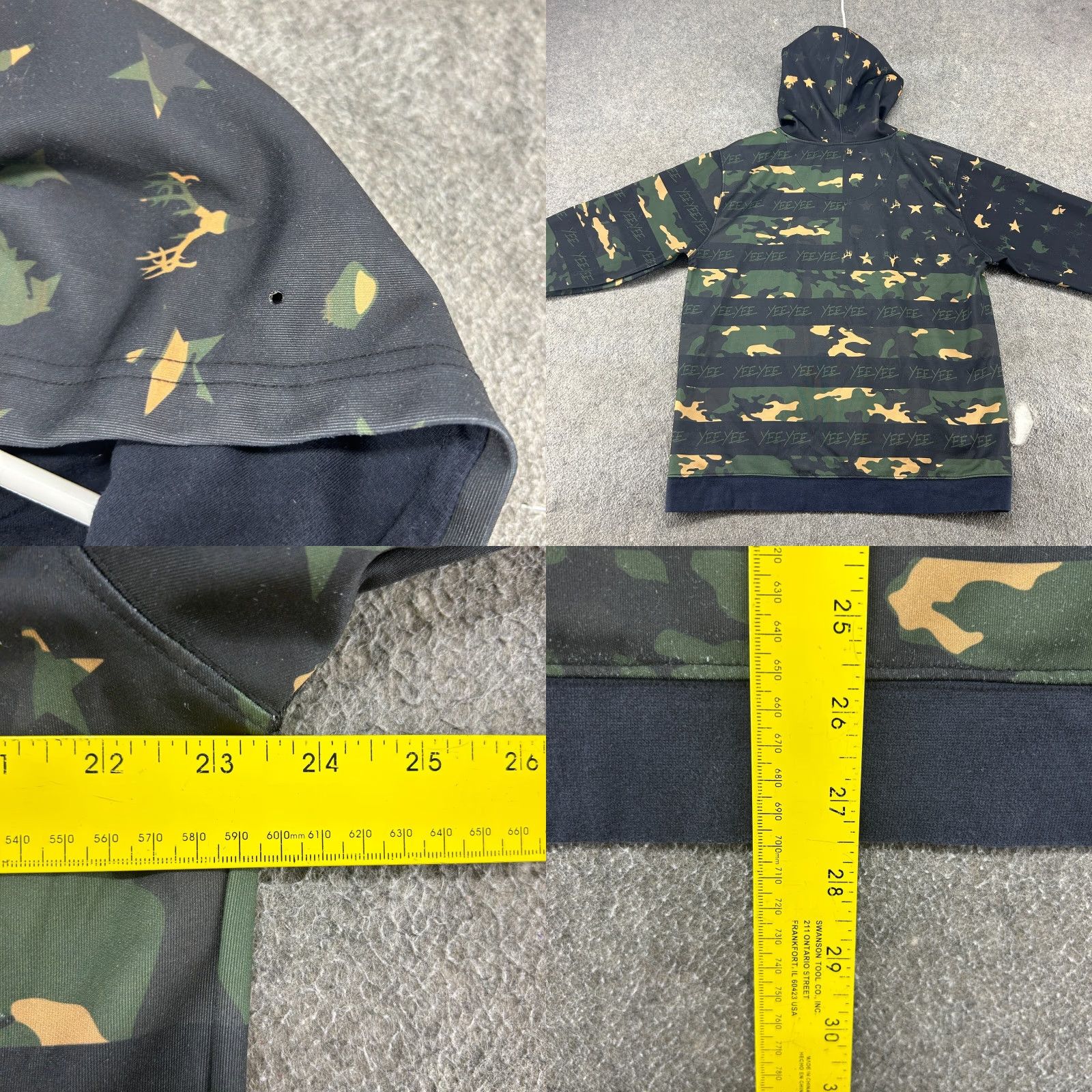 Vintage Yeeyee Hoodie Mens 2XL Black Green Camo Sweatshirt Pullover Polyester Stretch Size US XXL / EU 58 / 5 - 8 Thumbnail