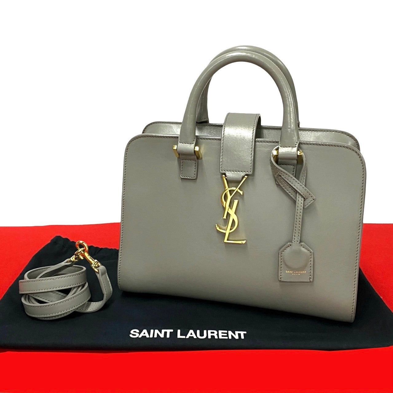 Yves Saint Laurent Shoulder Bag Grey Leather