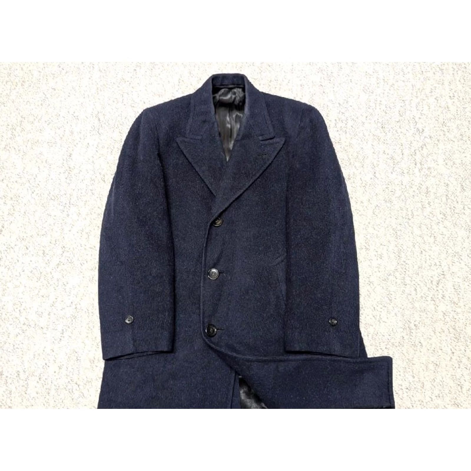 Vintage VINTAGE union made OVERCOAT blue wool peak lapel 38 S coat Mens 1940s VALGORA Size US S / EU 44-46 / 1 - 2 Thumbnail