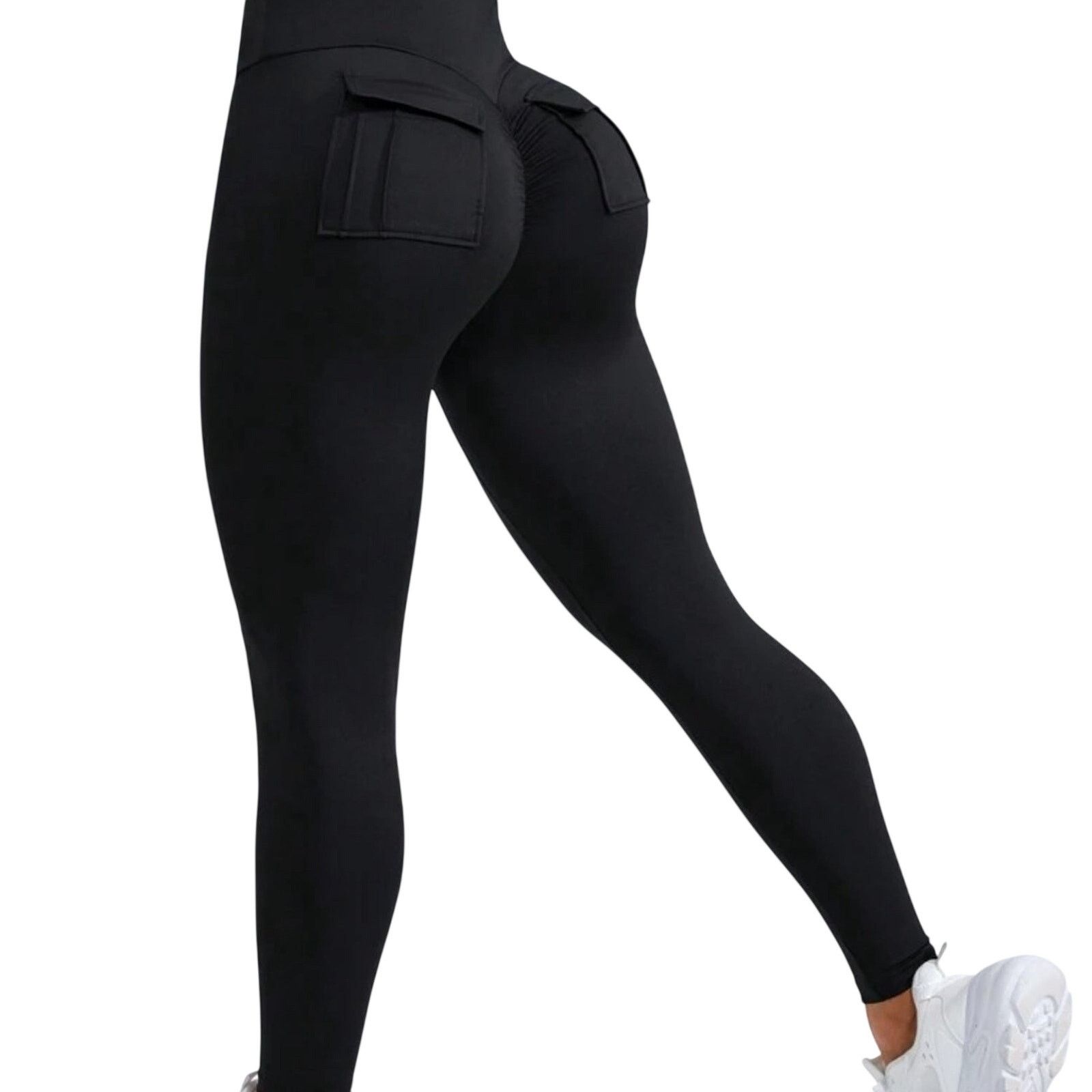 Shein Women's Scrunch Flap Pocket Active Leggings in Black, Size L Size 32" / US 10 / IT 46 - 2 Thumbnail