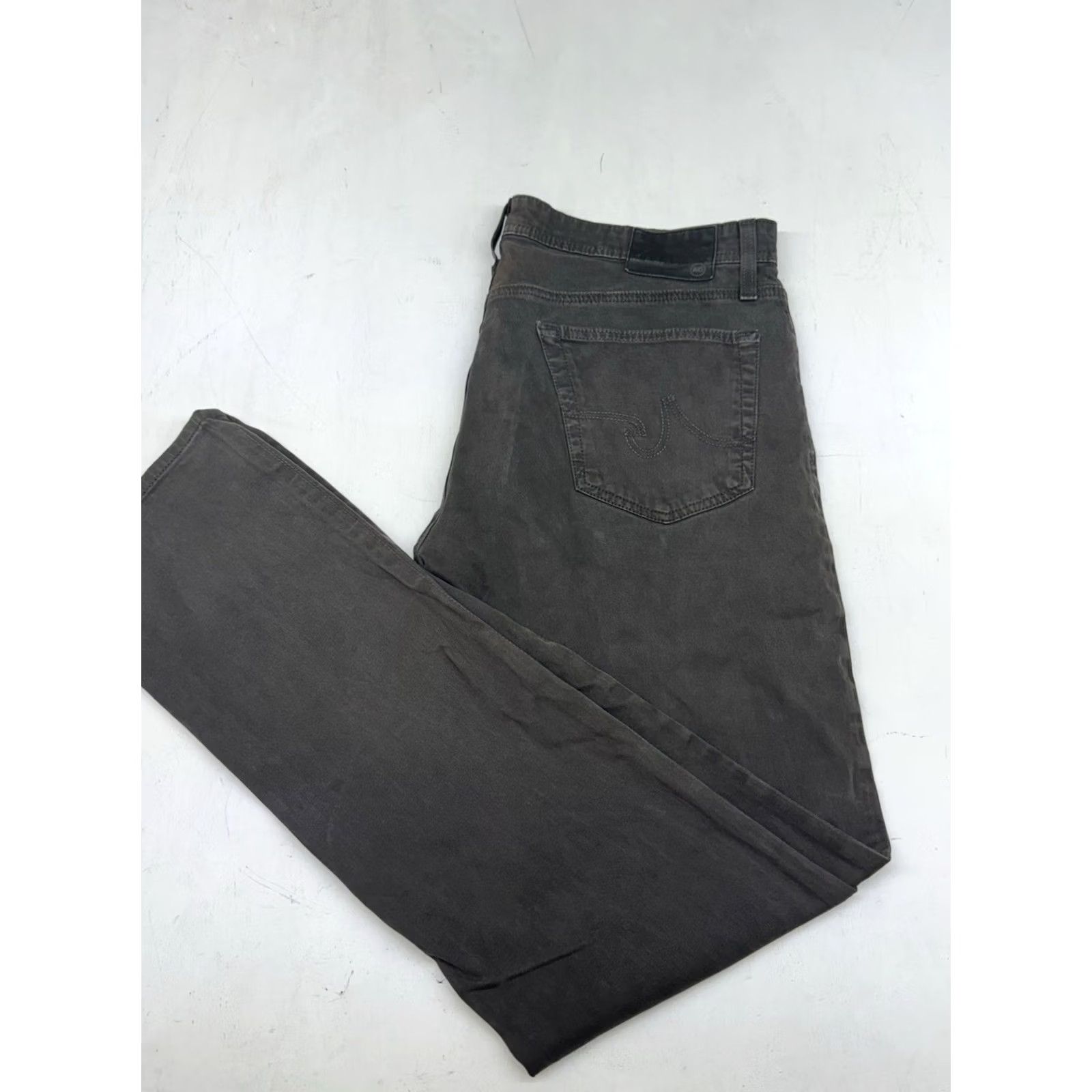 Vintage AG Adriano Goldschmied The Everett Slim Straight Chino Pants Gray Mens 34x34 Slim Flat Front 5-Pocket Logo Cotton Size US 34 / EU 50 - 2 Thumbnail