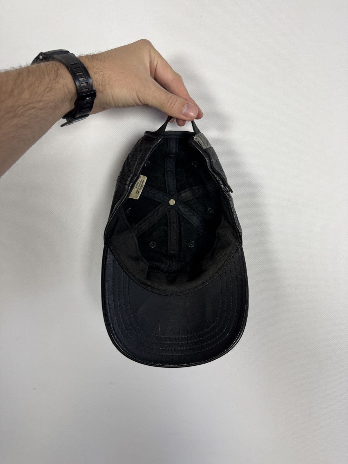Adidas Rare Vintage 90s Adidas Black Leather Baseball Cap One Size Size ONE SIZE - 7 Thumbnail