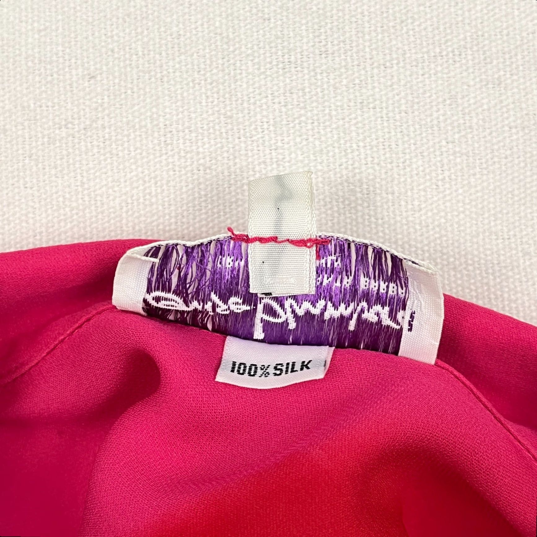 Pinko VINTAGE Louise Blumberg Santa Barbara Blouse Womens L Abstract Art Wear Silk Retro Pink Size L / US 10 / IT 46 - 3 Thumbnail