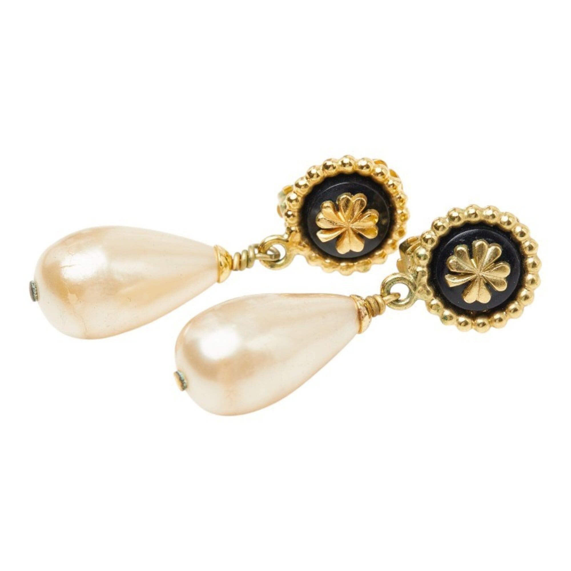 Chanel Chanel Clover Earrings, Gold Plated, Faux Pearl, Women's. Size ONE SIZE - 1 Thumbnail