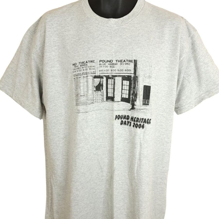 Fruit Of The Loom VINTAGE Pound Heritage Days T Shirt Mens XL Gray Cotton Blend Elvis The Birds Hitchcock Y2K Size US XL / EU 56 / 4 - 2 Thumbnail