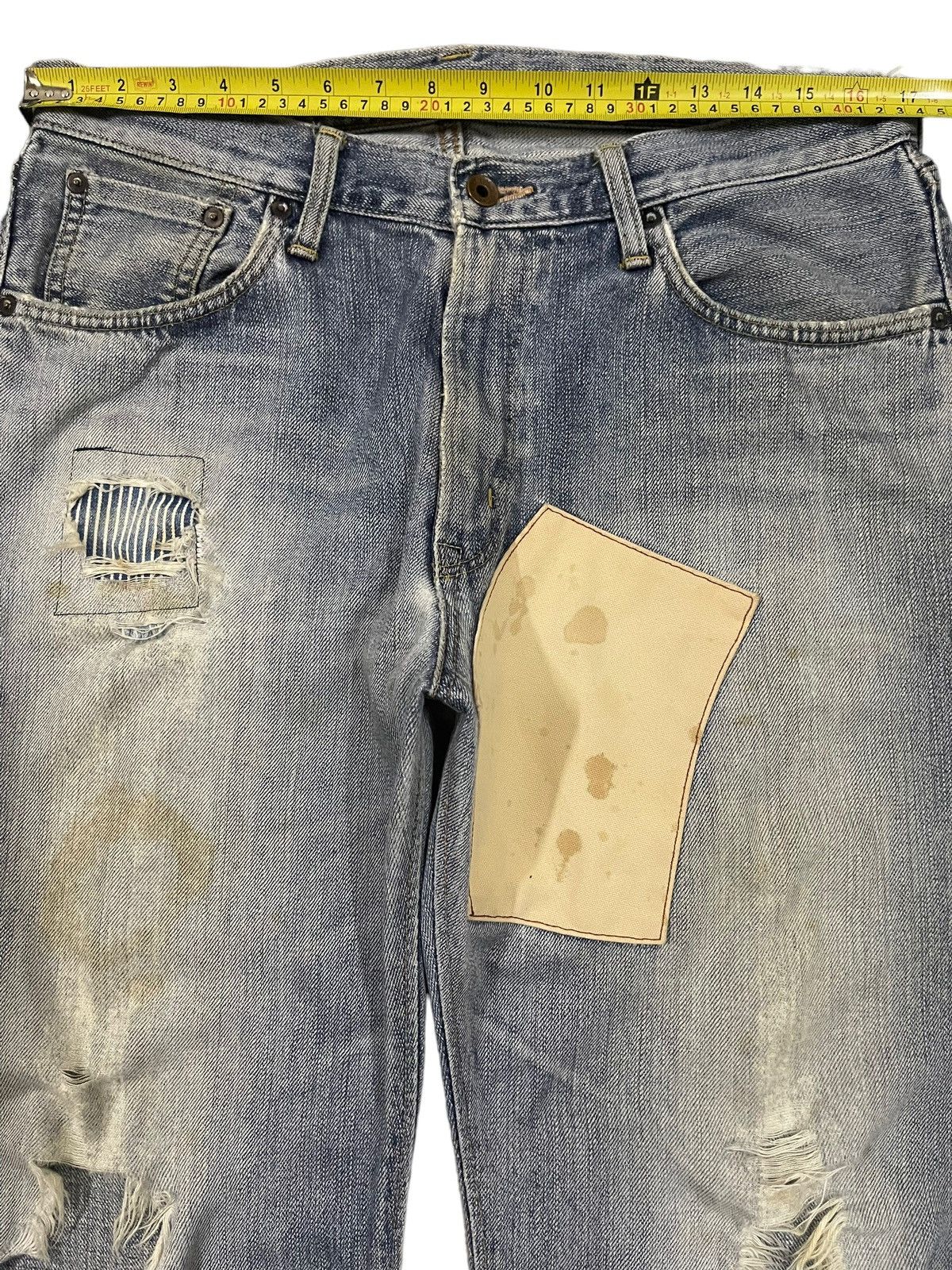 Edwin Vintage Edwin Blue Wash Distressed Patchwork Style Jeans Size US 34 / EU 50 - 9 Thumbnail
