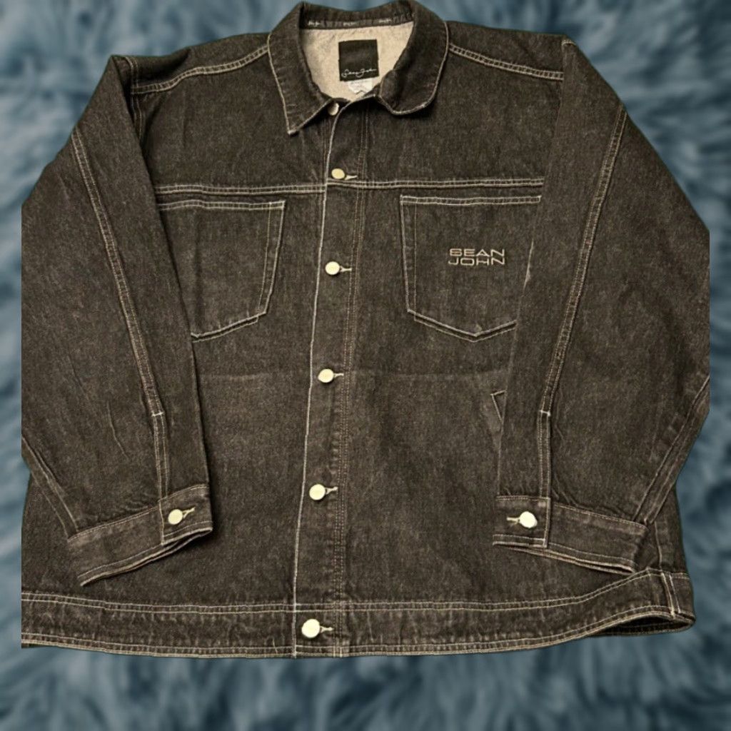 Sean John VINTAGE Sean John Denim Jacket Mens 2XL Black Hip Hop 90s 2000s Y2K Jacket Snaps Zip Punk Grunge Classic Vintage Style Men Size US XXL / EU 58 / 5 - 1 Thumbnail