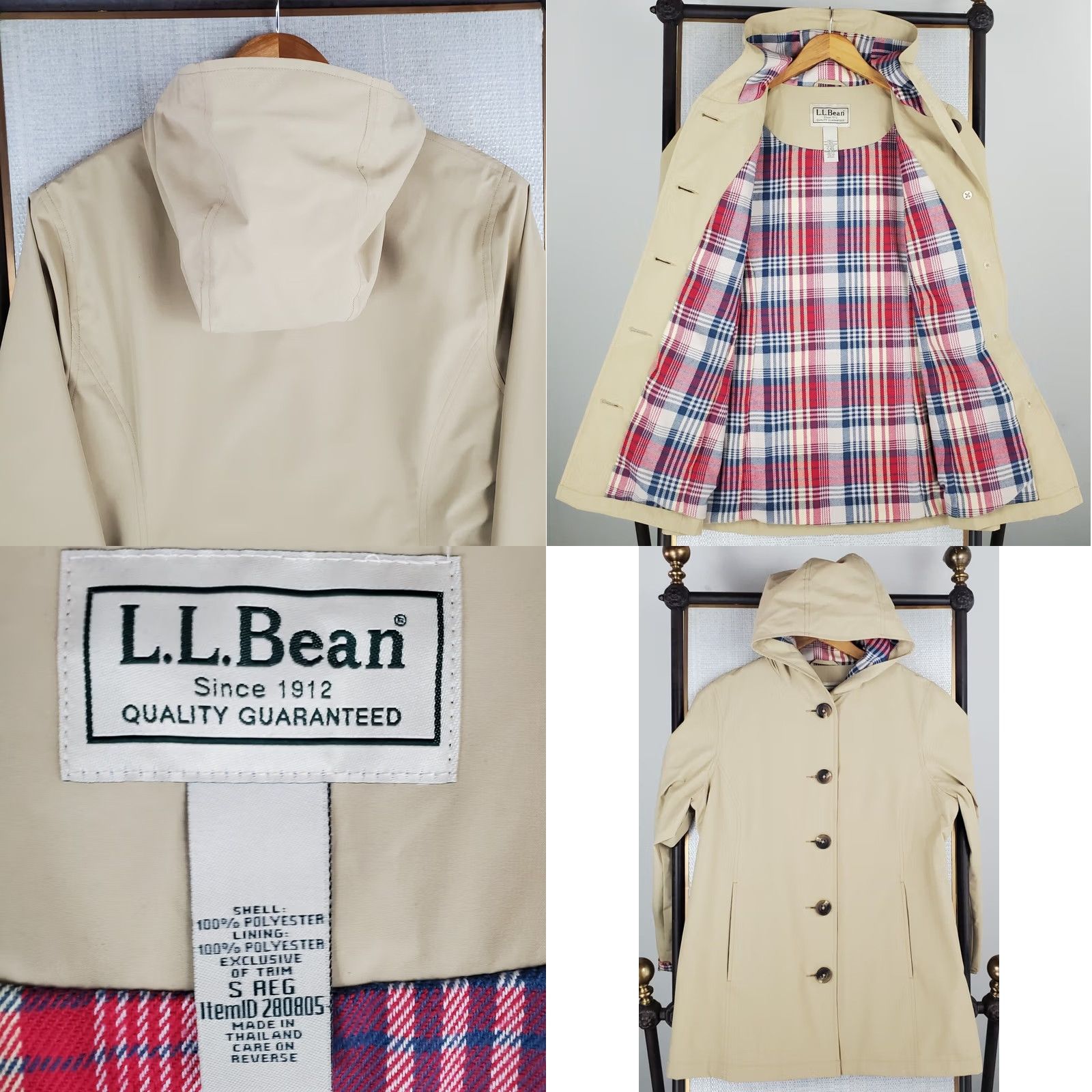 Vintage L.L. Bean Womens Hooded Button Front Macintosh Jacket Khaki Small Beigh Size S / US 4 / IT 40 - 8 Thumbnail