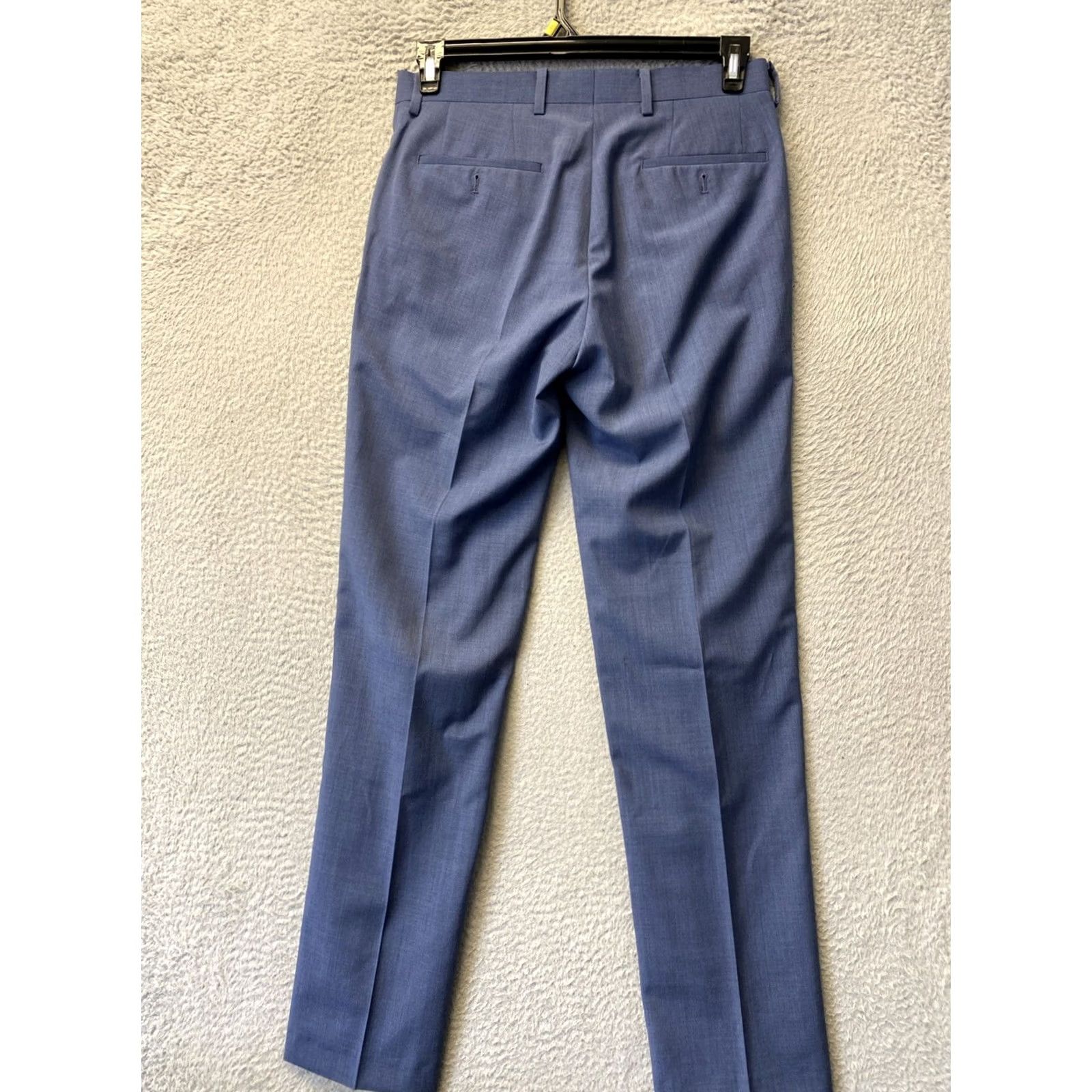 Vintage Bar 111 Dress Pants MEN’s 30x32 Blue Slim Flat Front Button Zip Wool Workwear, Formal, Business, Wedding, Straight Leg, Regular, 30x32, Men Size US 30 / EU 46 - 6 Thumbnail