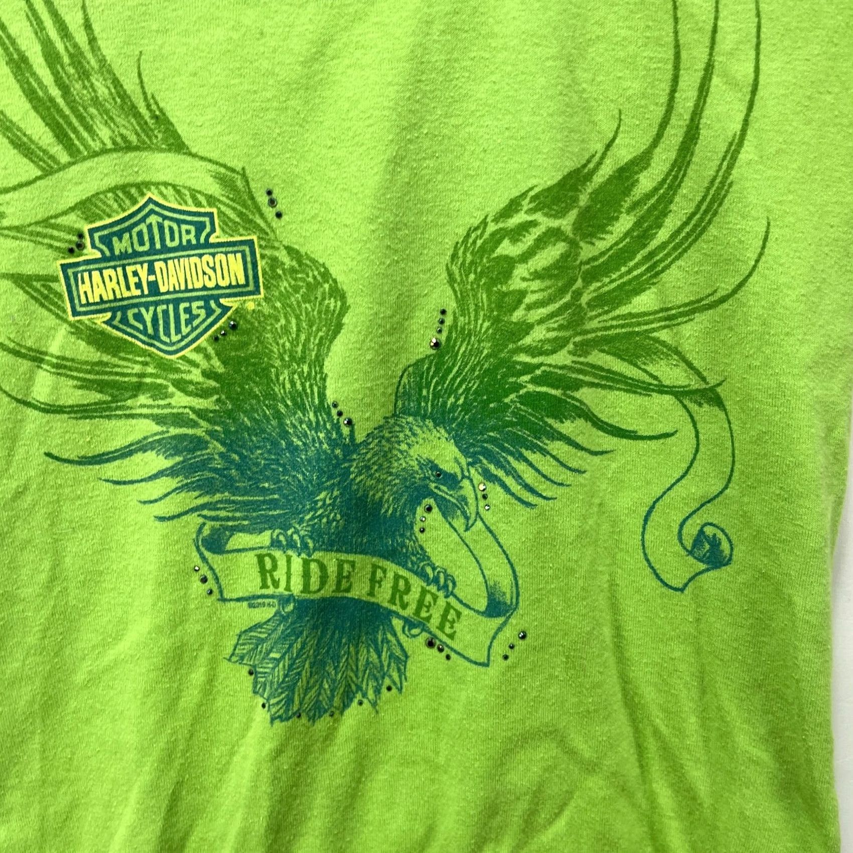 Harley Davidson VINTAGE Harley-Davidson T-Shirt Women L Green 90s Sports Hip Hop Short Sleeve Casual Size L / US 10 / IT 46 - 3 Thumbnail