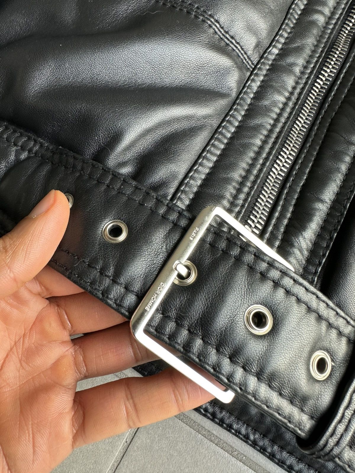 Dior × Hedi Slimane Dior Homme AW04 “VOTC” fur hooded leather jacket Size US M / EU 48-50 / 2 - 9 Thumbnail