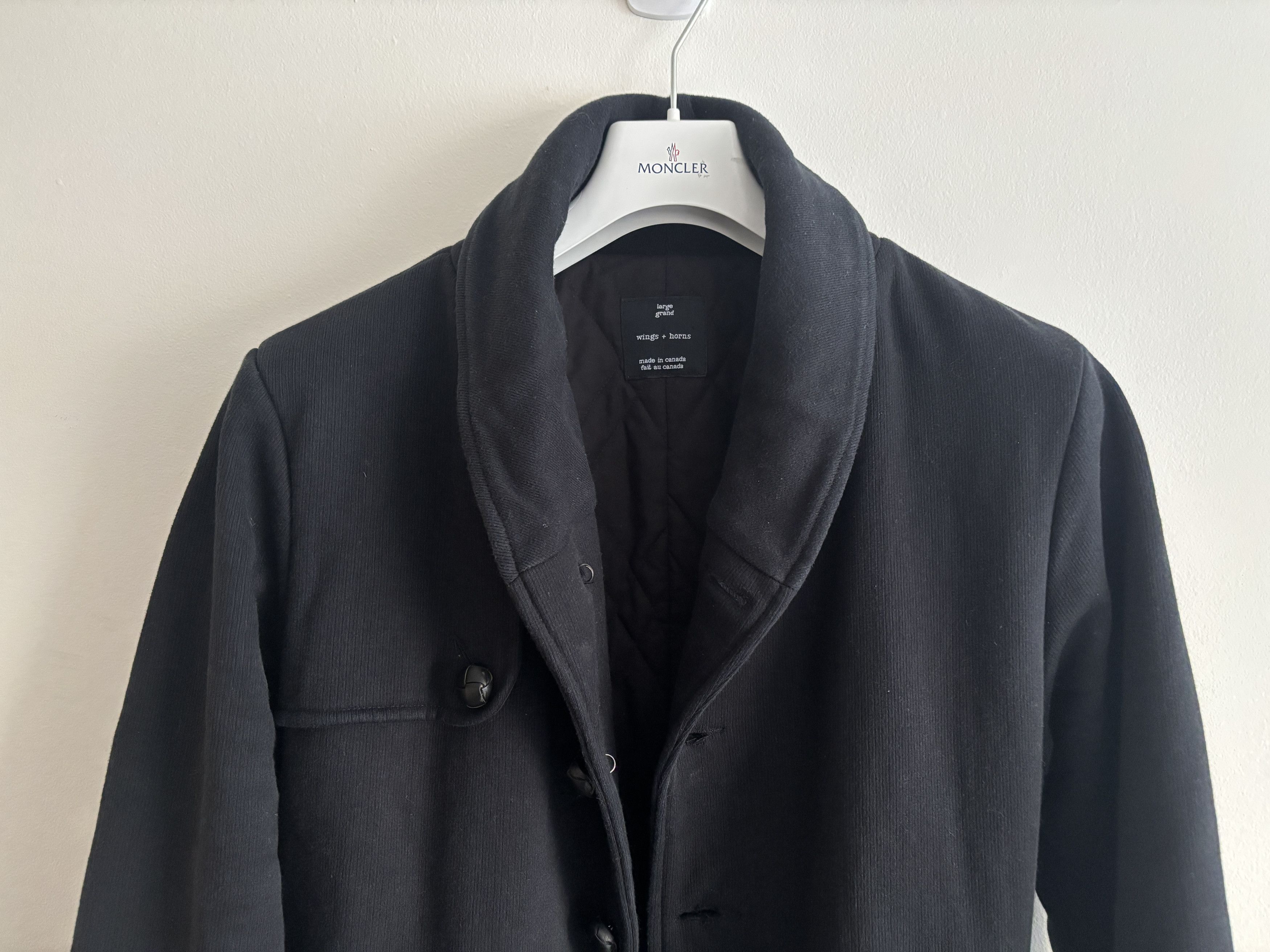 Wings + Horns Black Quilted Shawl Collar Belted Trench Coat - M/L Size US L / EU 52-54 / 3 - 4 Thumbnail
