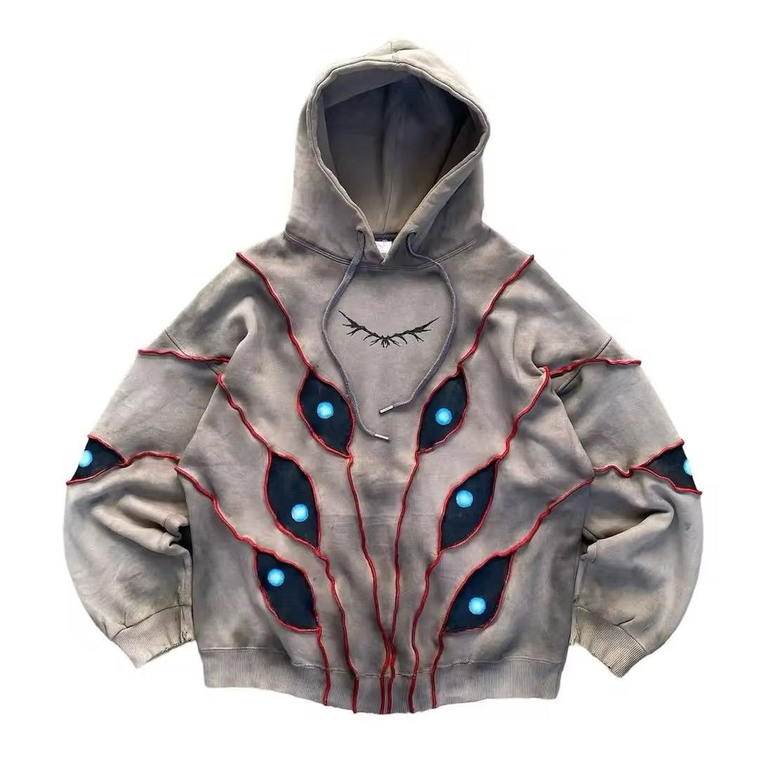 Gothic Punk Eye Pattern Patchwork Hoodies