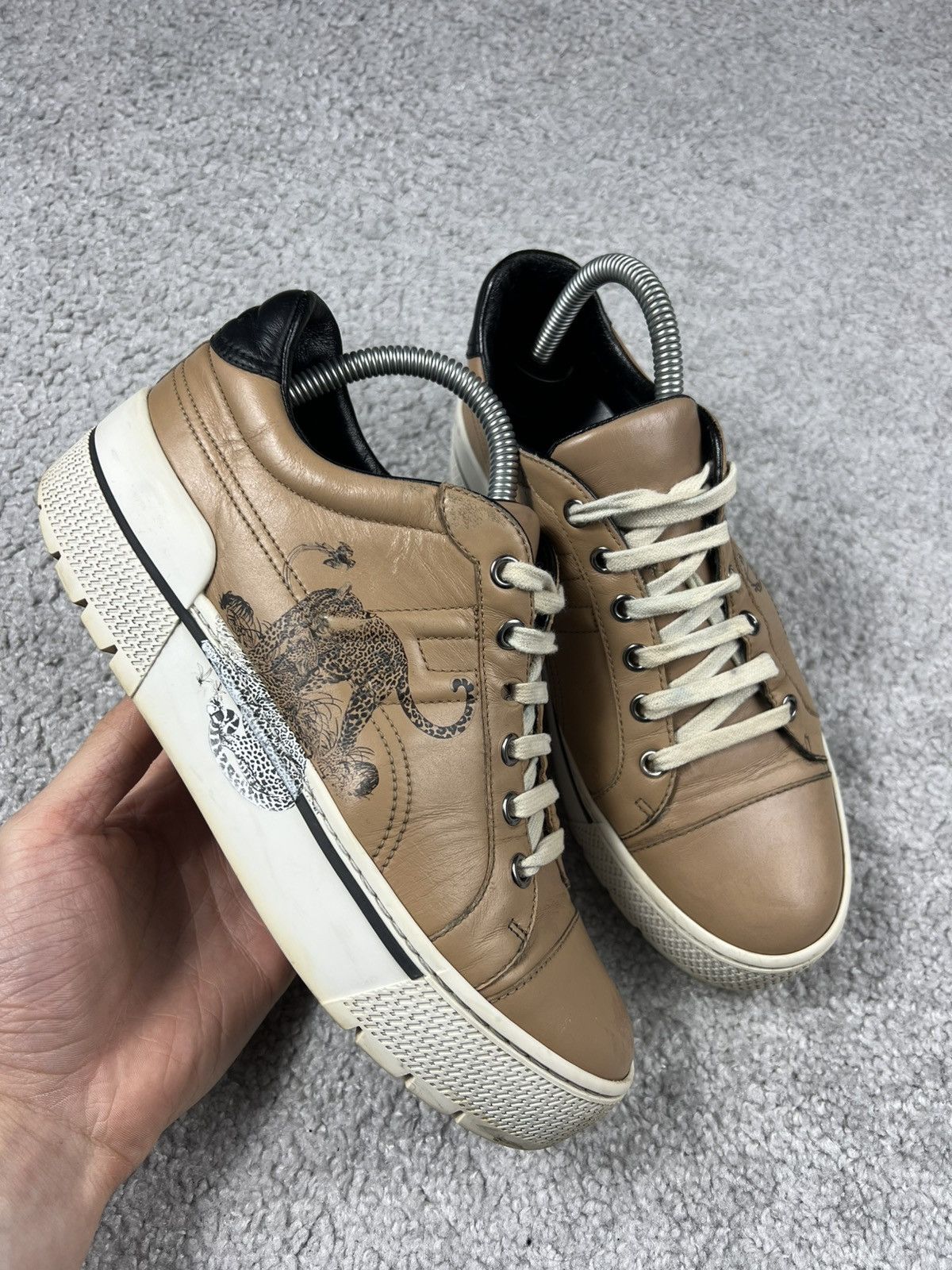 Hermes Hermes Calfskin Jungle Love Printed Voltage Sneakers 37 Size US 6 / IT 36 - 2 Thumbnail