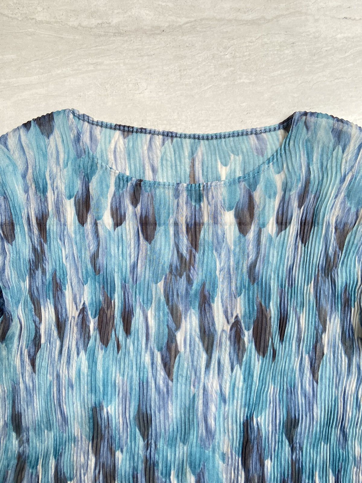 Designer × Japanese Brand PLEATSME Blue Pleats Long Sleeve T-shirt Size US XS / EU 42 / 0 - 4 Thumbnail