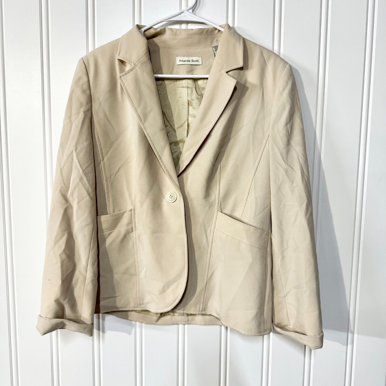 Vintage Vintage Amanda Smith Cream Single Button Down Blazer Size 10 Size L / US 10 / IT 46 - 1 Thumbnail