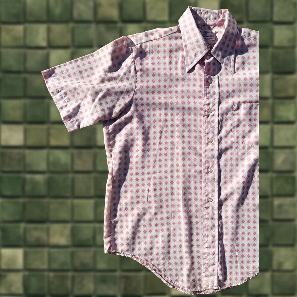 Arrow VINTAGE 70s Arrow Kent Collection Shirt Pink Pattern XL Sanforized Mens Size US XL / EU 56 / 4 - 1 Thumbnail