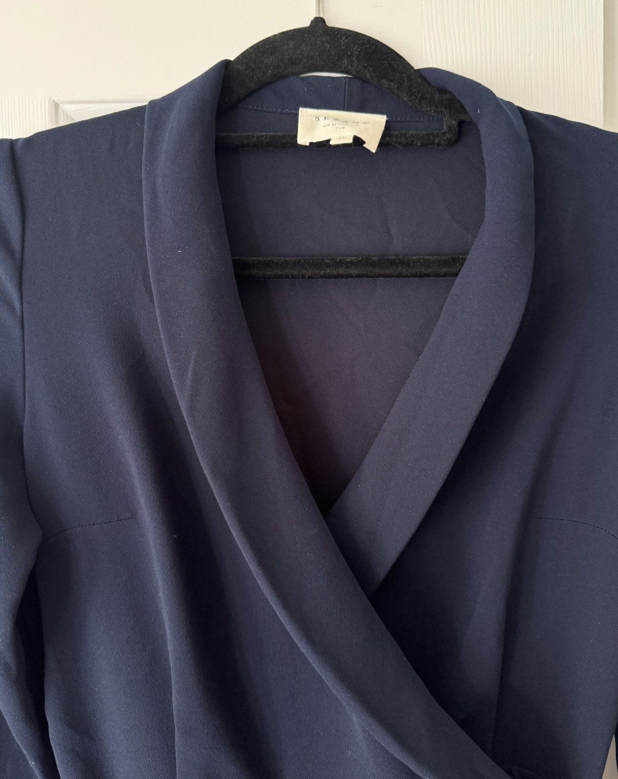 Sezane Sézane Heaven Long Sleeve Navy Jumpsuit, Size 34/US 2 Size 25" / US 0 / IT 36 - 9 Thumbnail