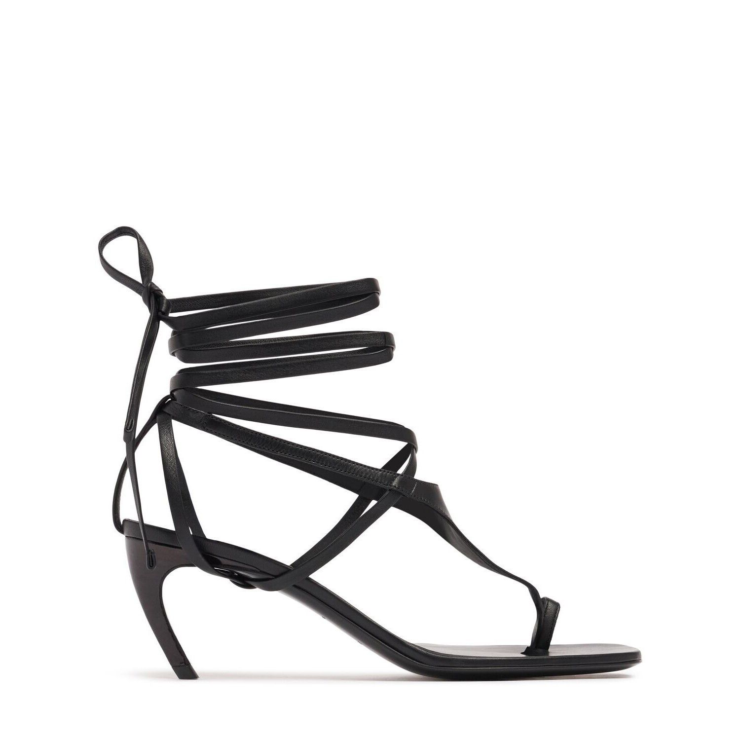 THE ATTICO Nova $890 Black Leather 65mm Thong Sandals New &