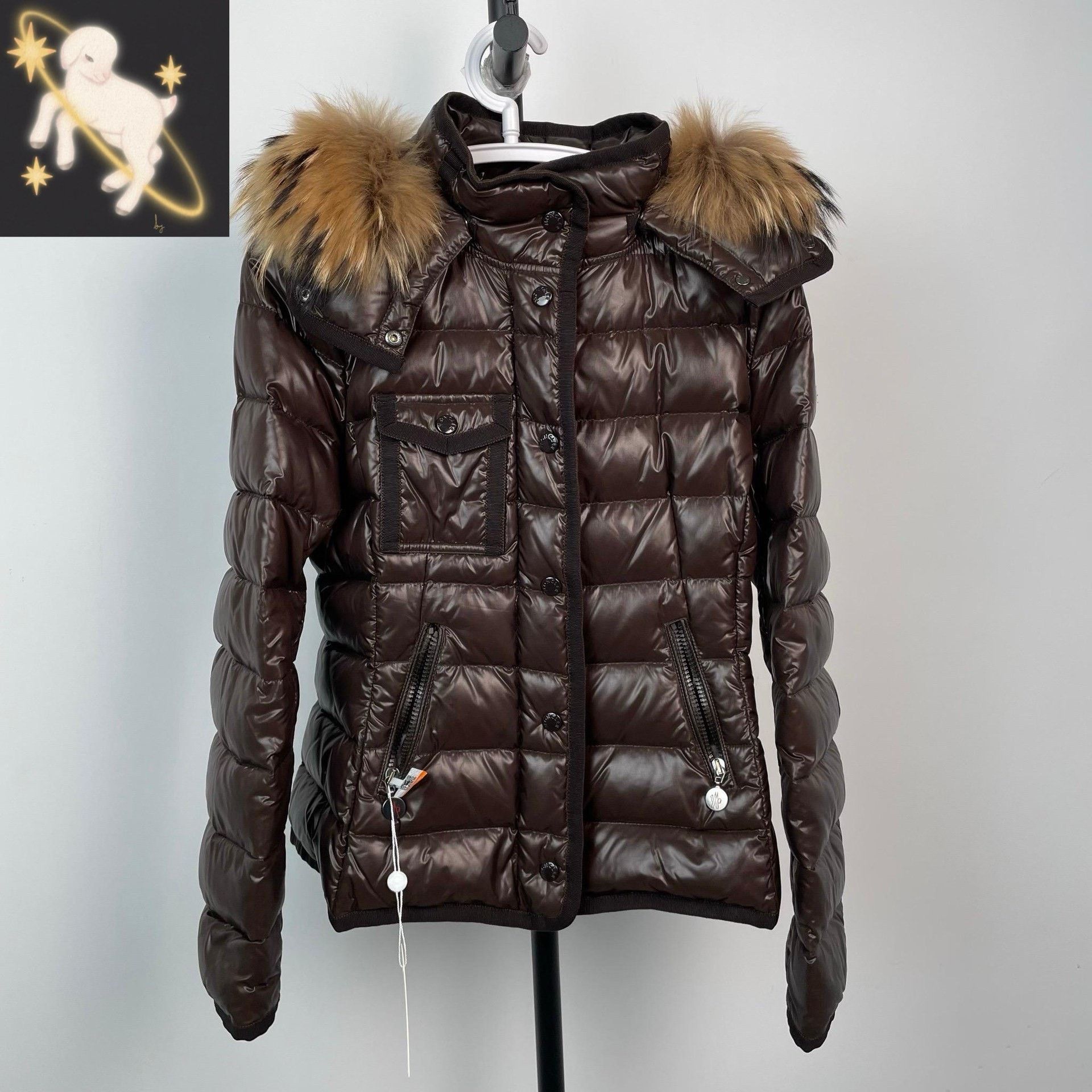 Moncler MONCLER Badia Womens Brown Big Logo Down Jacket | Grailed