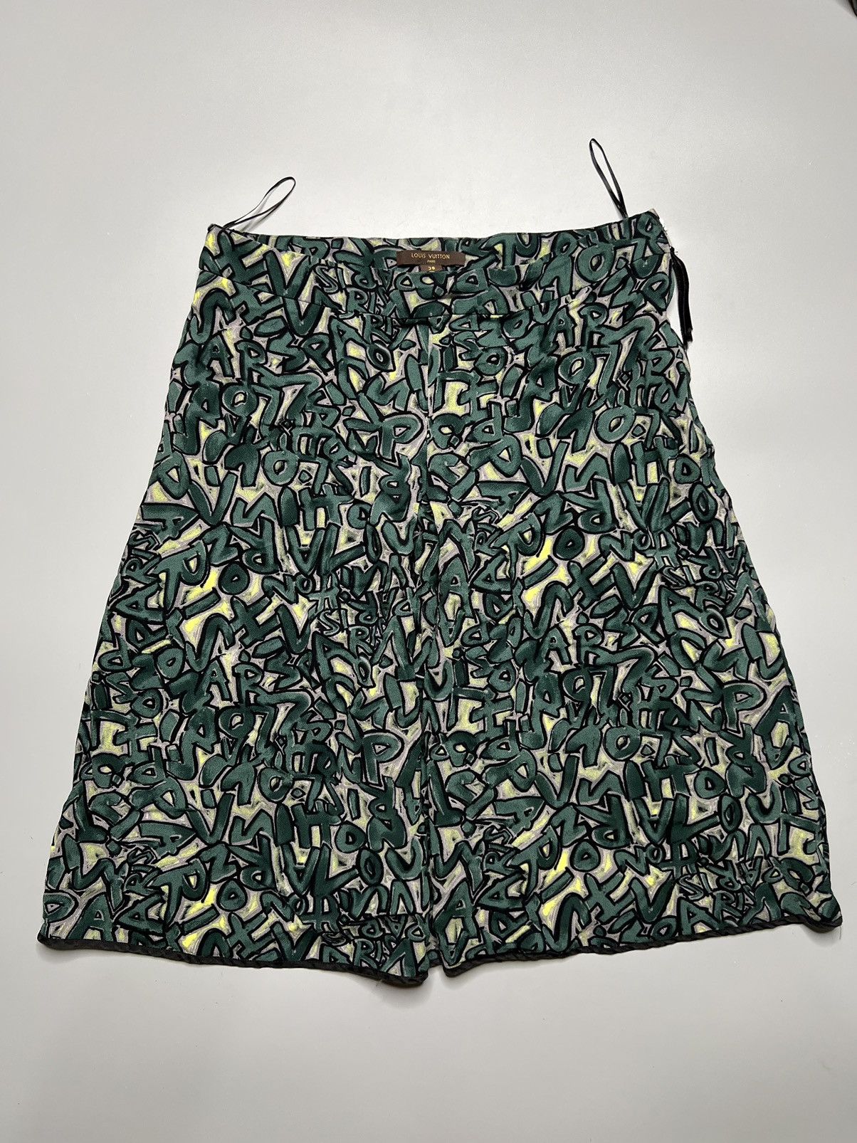 image of Louis Vuitton Graffiti Skirt in Green, Women's (Size 26)