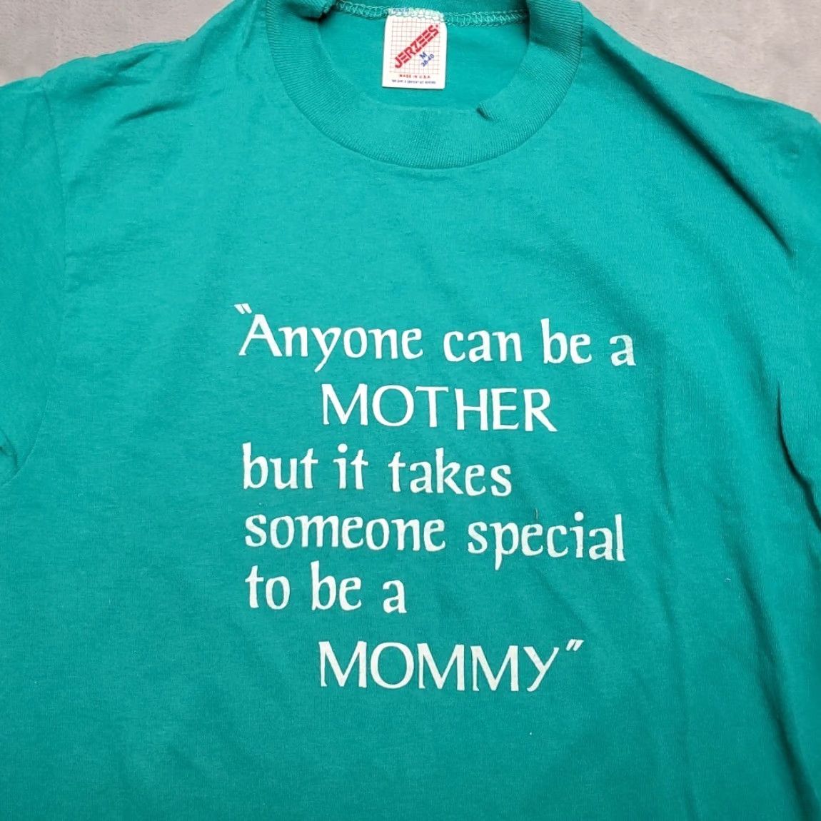 Jerzees VINTAGE Mommy Shirt M Green 90s Y2K Retro Made in USA Single Stitch TEE Shirt Womens Size M / US 6-8 / IT 42-44 - 3 Thumbnail