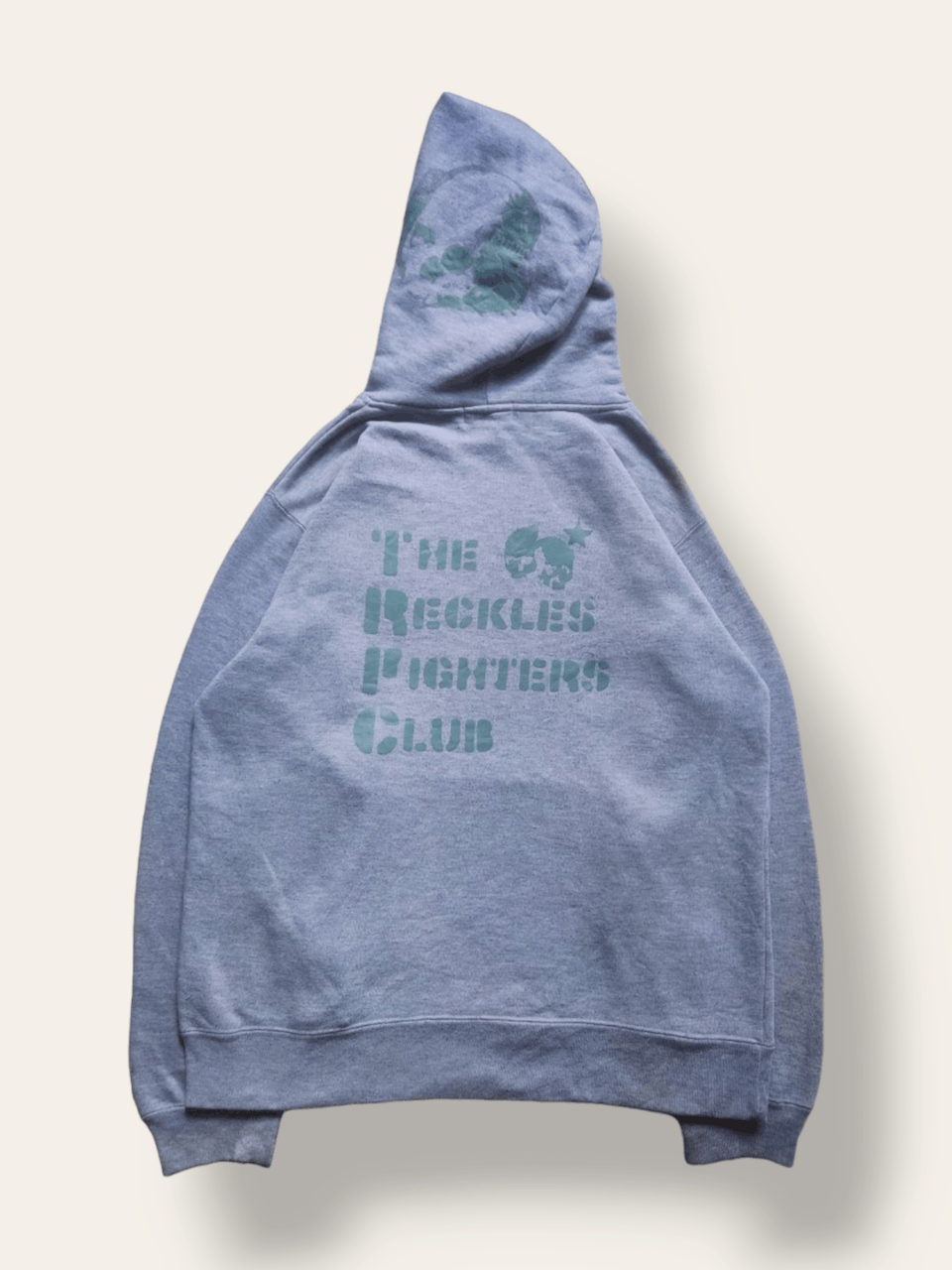 image of Archival Clothing x Vintage 1993 Pancrase Hybrid Wrestling Skull Graphic Hoodie in Grey (Size Mediu