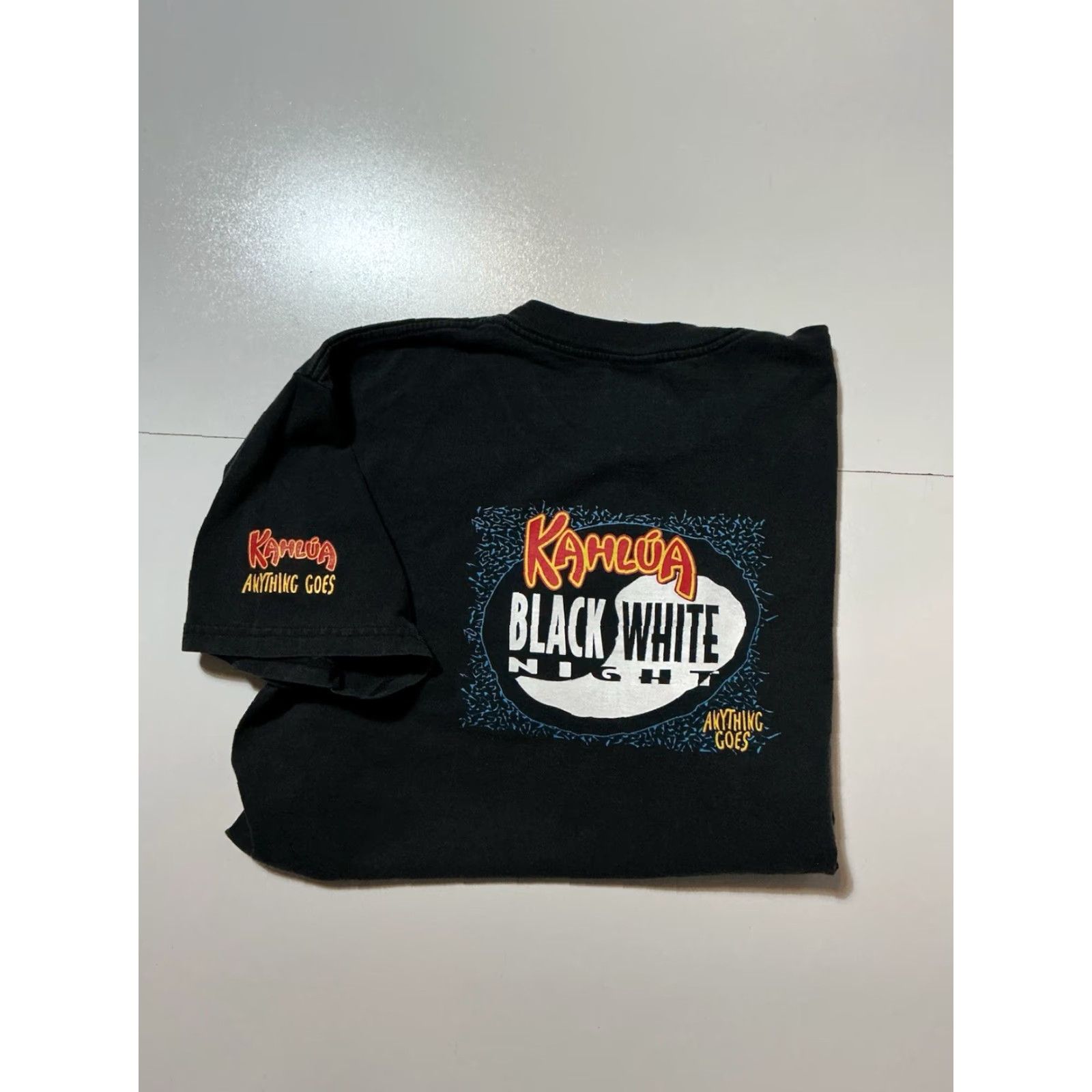 Vintage VINTAGE Kahlua Coffee Liqueur Black Night Anything Goes Graphic T-Shirt L Black 1990s Mens? Women? Size US L / EU 52-54 / 3 - 2 Thumbnail