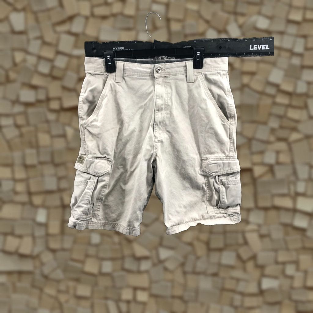 Wrangler Wrangler Cargo Shorts Mens Size 32 Mid Rise Beige Medium Wash 5-Pocket Logo Canvas Casual Denim? Size US 32 / EU 48 - 1 Thumbnail
