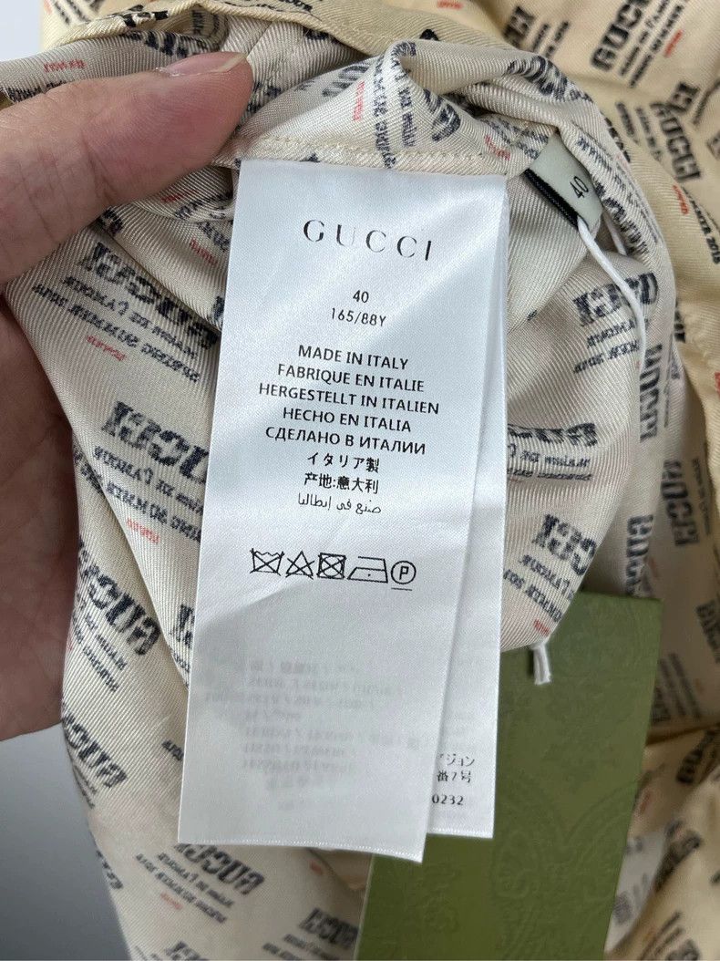 Gucci Gucci Beige full-print logo mulberry silk long-sleeved shir Size S / US 4 / IT 40 - 5 Thumbnail