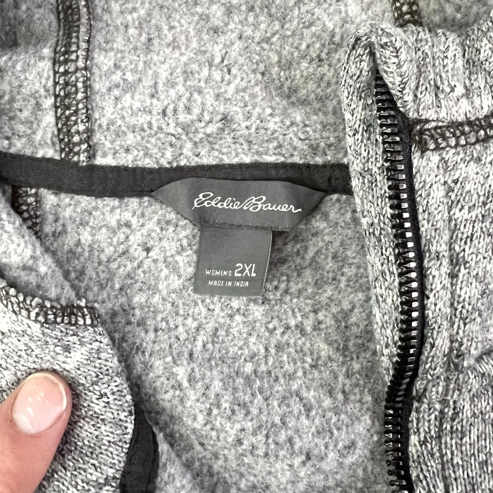 Eddie Bauer Eddie Bauer Womens Hooded Full Zip Knit Sweater 2XL Gray Fleece Jacket/Coat Size XXL / US 16-18 / IT 52-54 - 2 Thumbnail