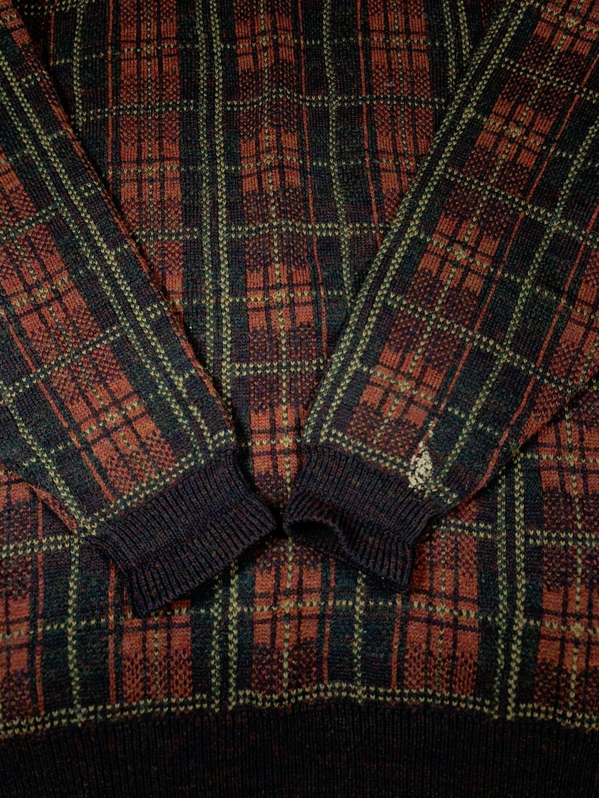 Japanese Brand × Vintage Vintage 90s Japanese coloured check sweater streetwear sizeL Size US L / EU 52-54 / 3 - 4 Thumbnail
