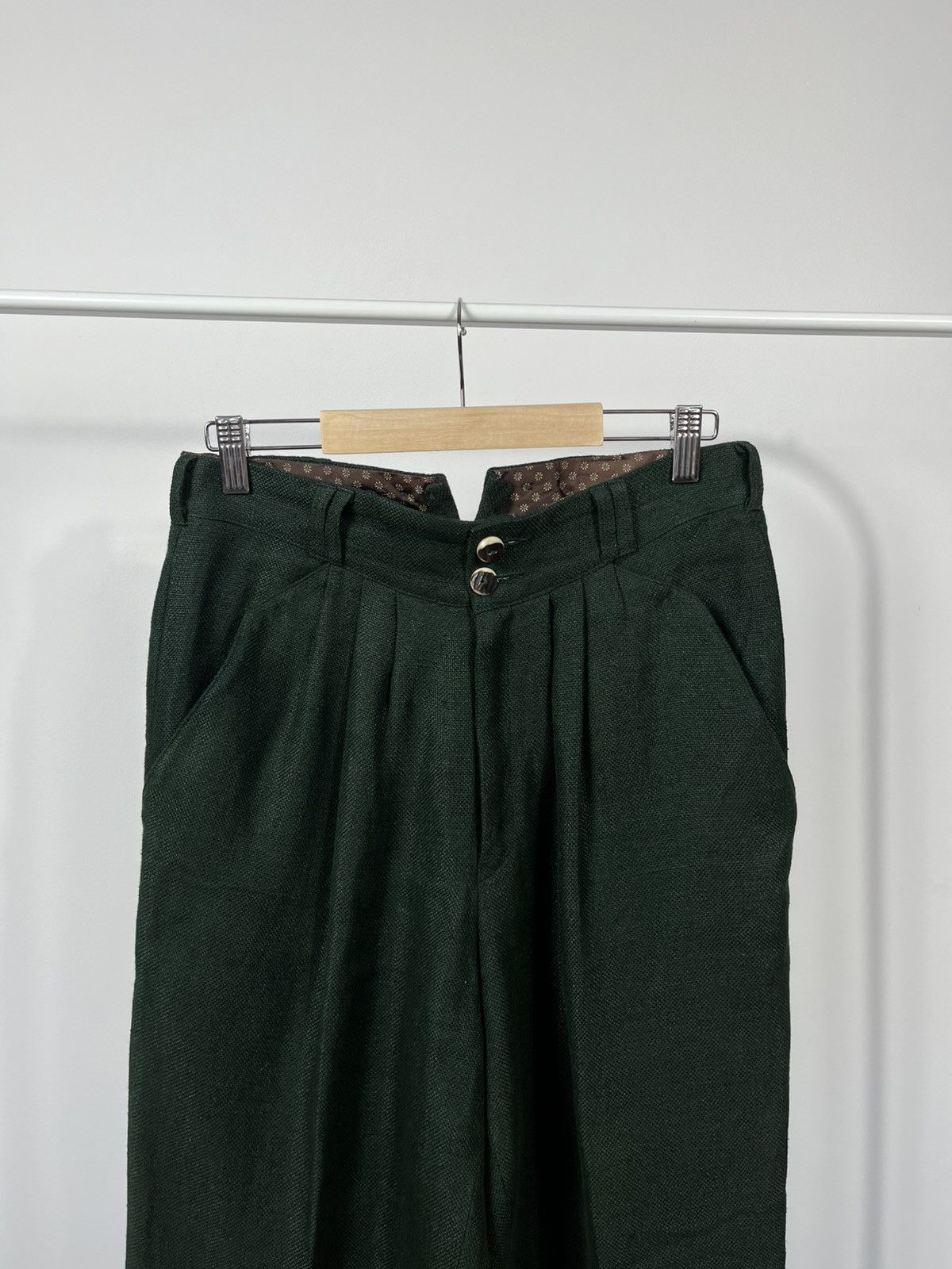 Vintage Amann Austria Green Linen Trousers High Waist Tyrolean Pants Size US 30 / EU 46 - 9 Thumbnail