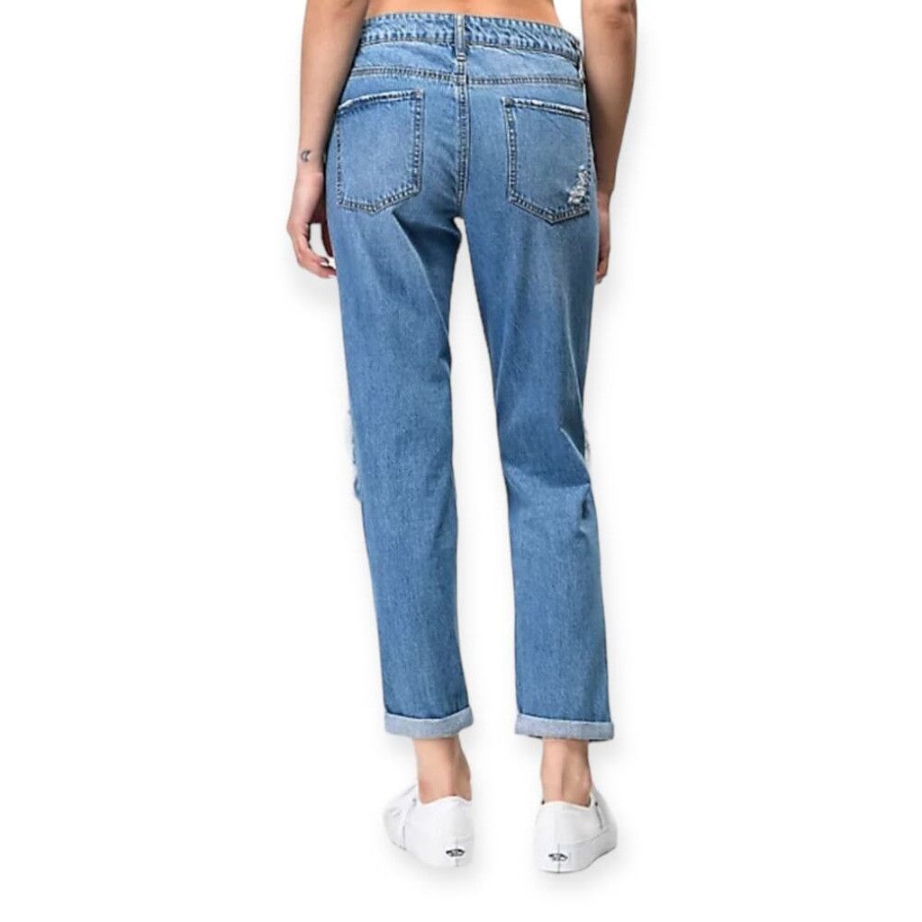 Empyre Empyre Easton Medium Wash Distressed Boyfriend Jeans Size 28" / US 6 / IT 42 - 2 Thumbnail